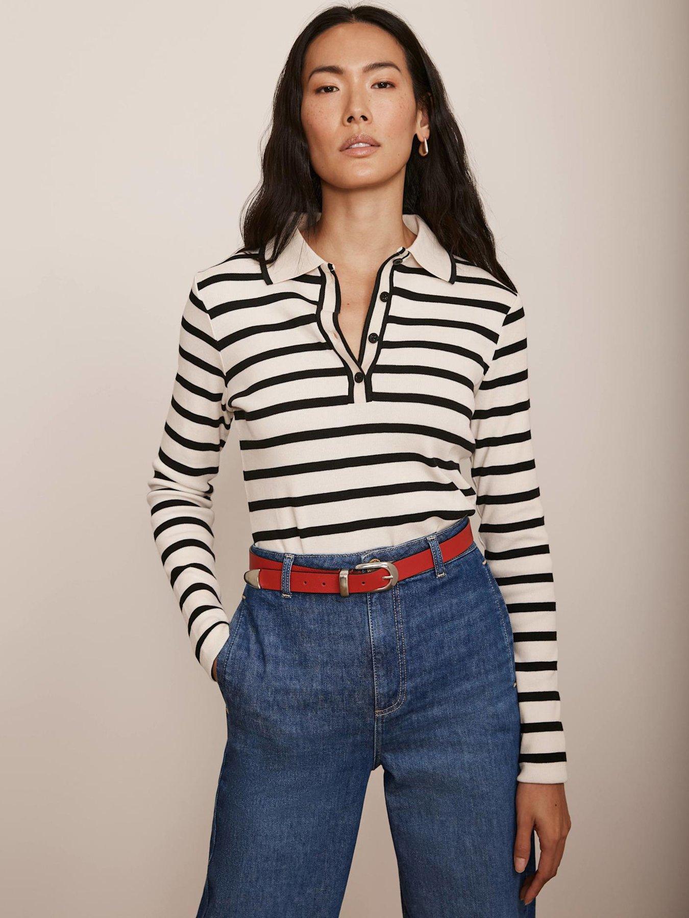 undefined Neutral Striped Polo Shirt - Beige