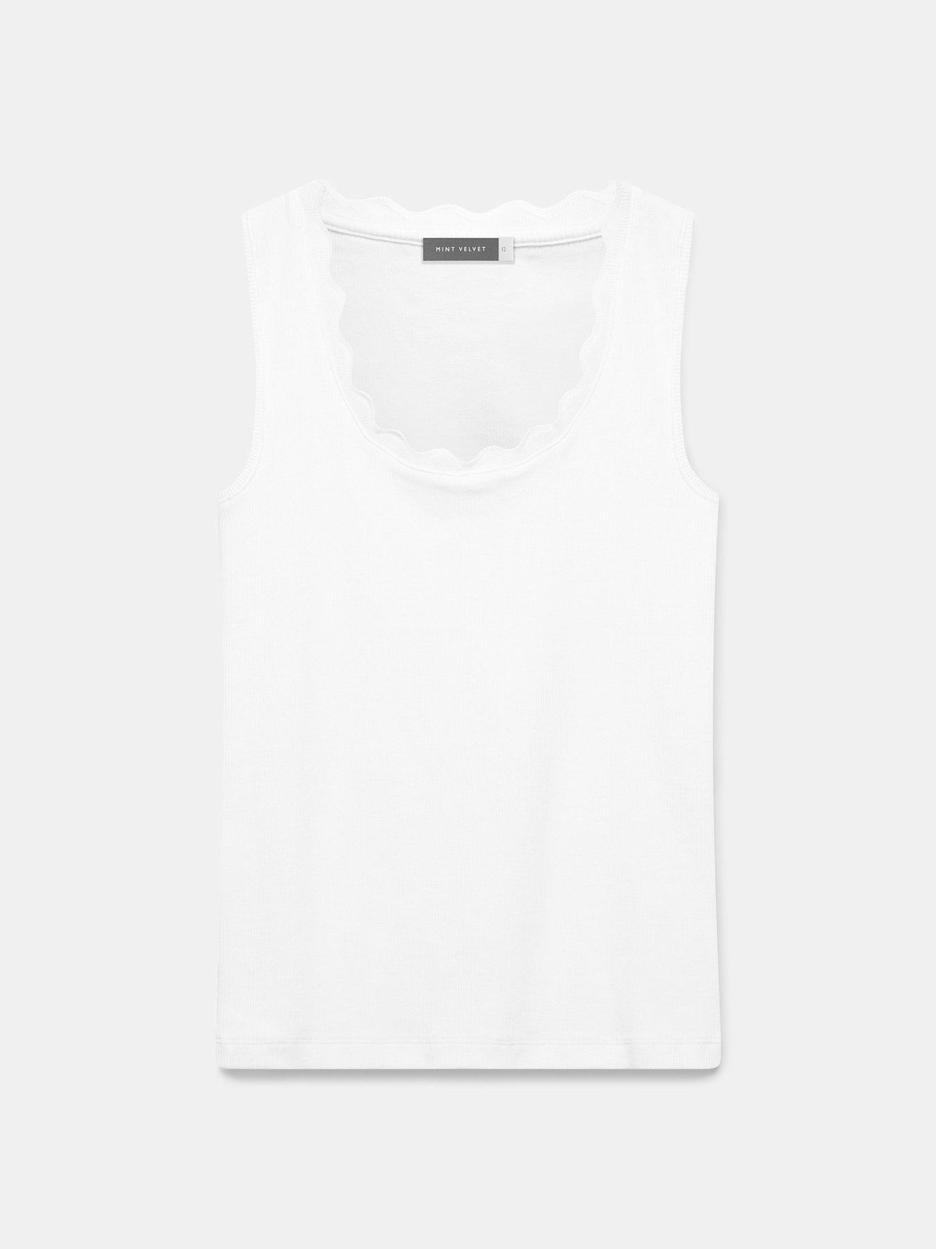  image of mint-velvet-white-scallop-trim-vest-top-cream