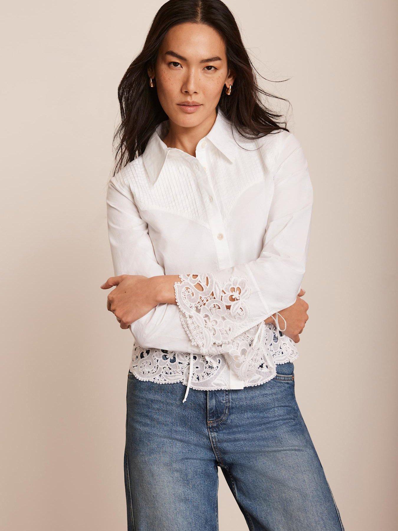  image of mint-velvet-white-cut-out-detail-cropped-shirt-cream