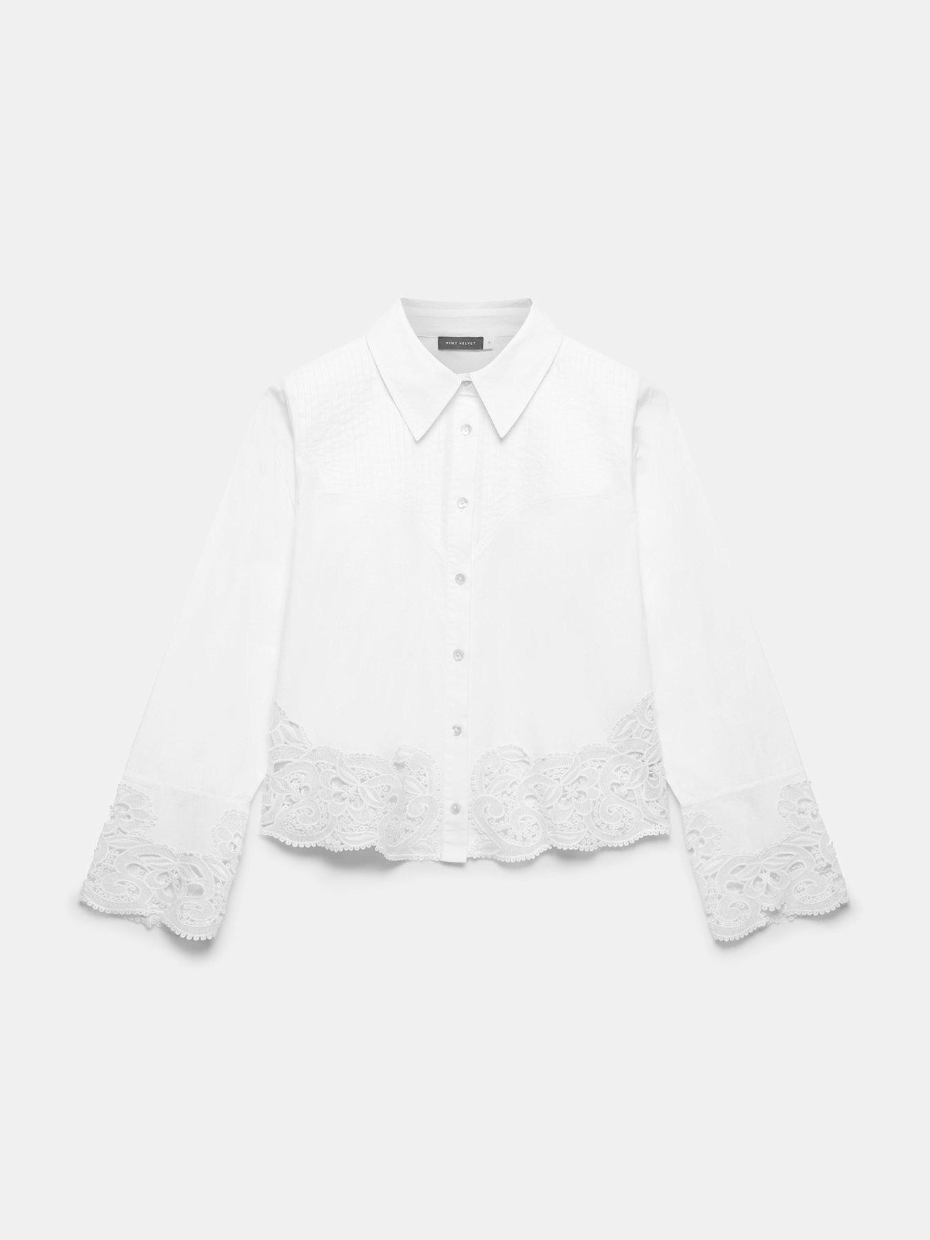 image of mint-velvet-white-cut-out-detail-cropped-shirt-cream