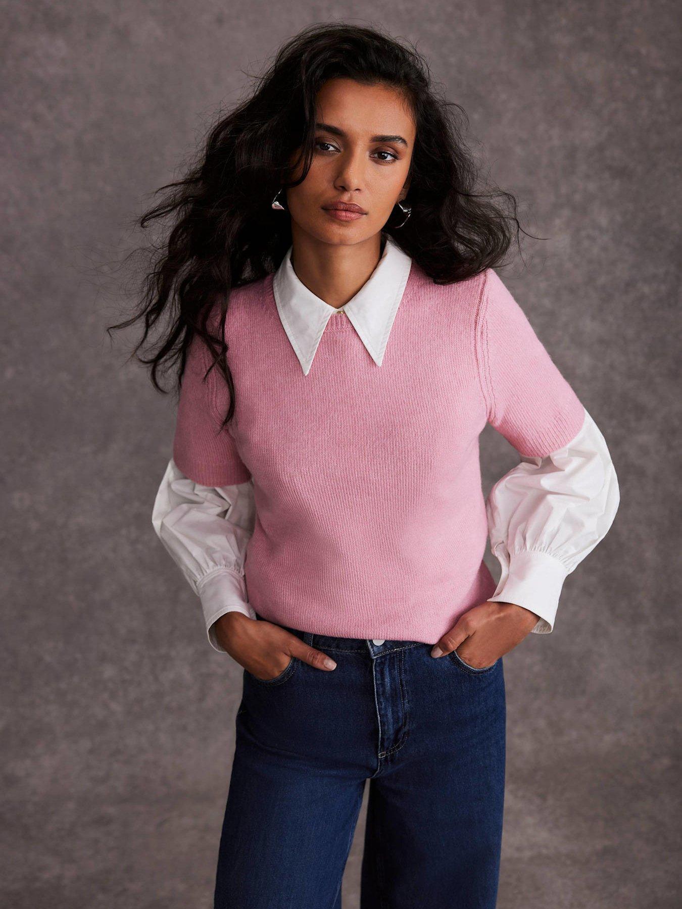 undefined Wool Blend Knit Top - Pink
