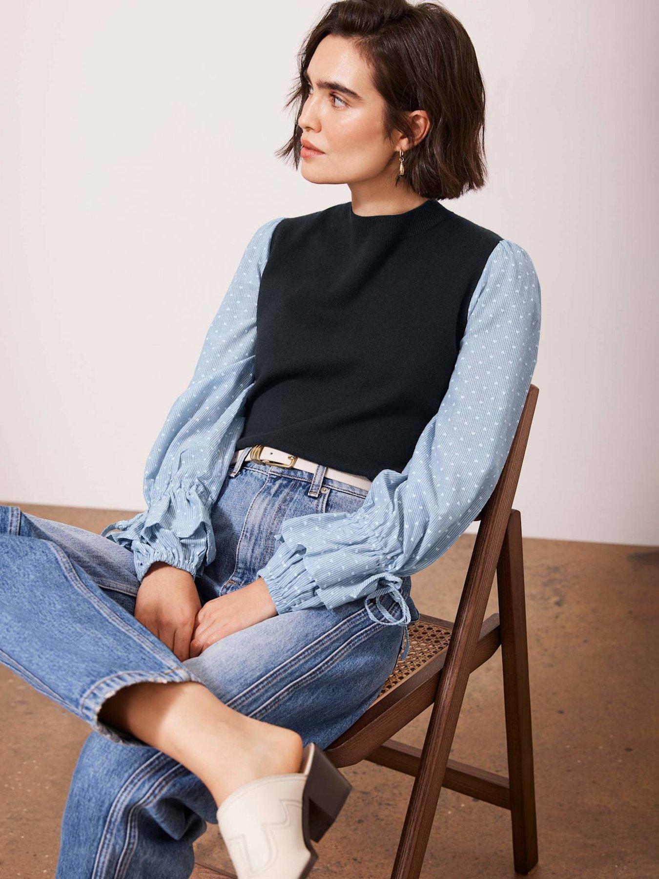 undefined Layered Knit Top - Navy
