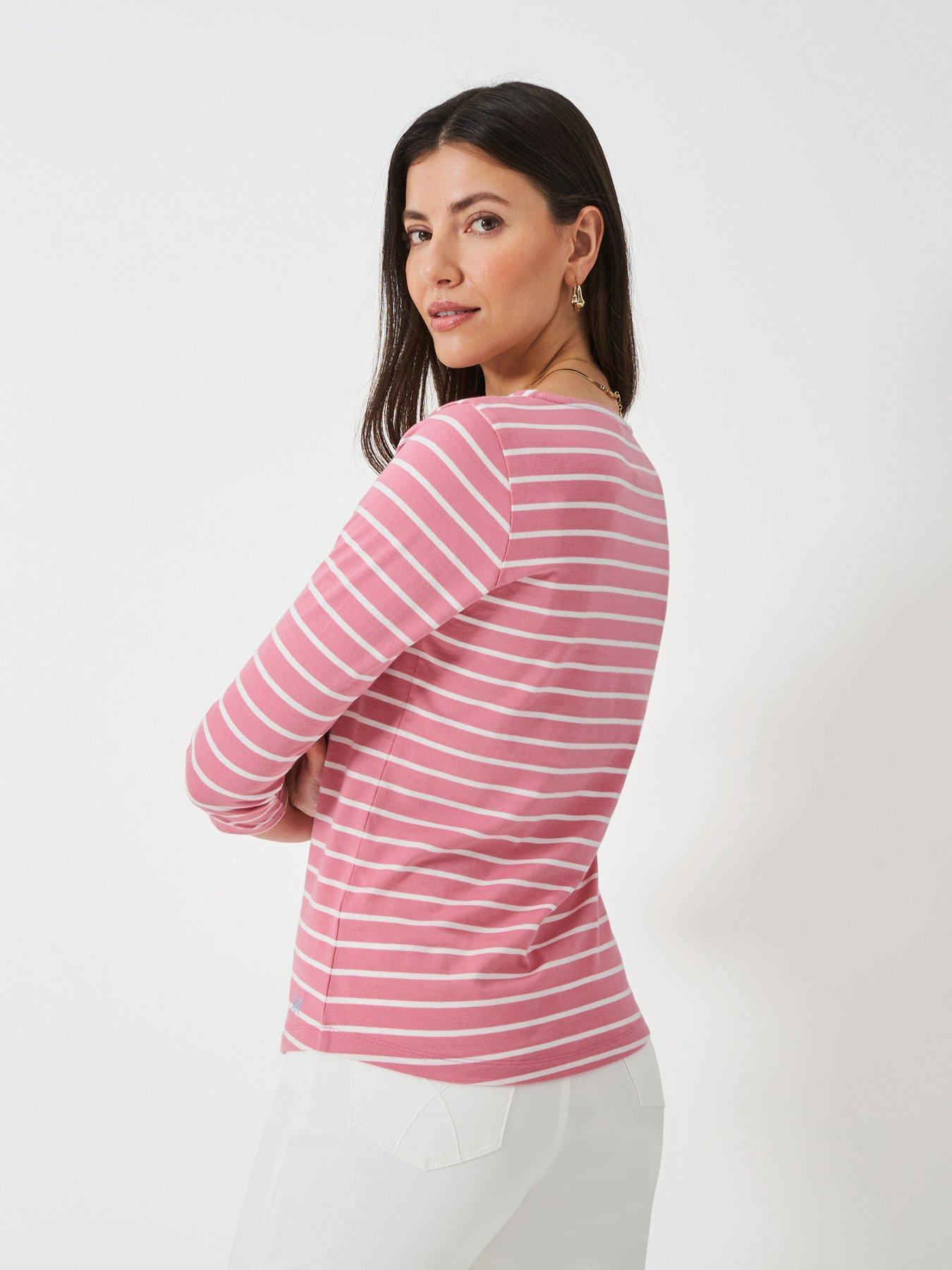  image of crew-clothing-essential-breton-top-pink