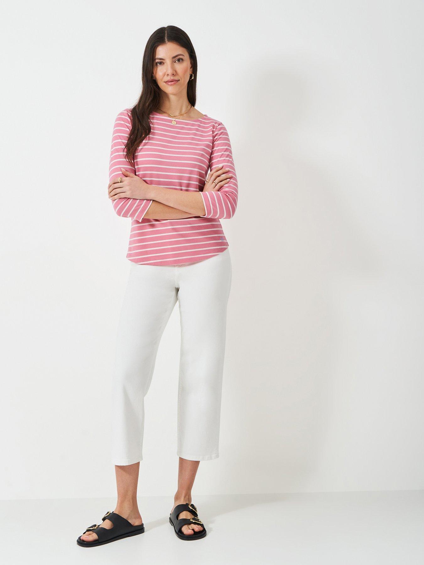  image of crew-clothing-essential-breton-top-pink