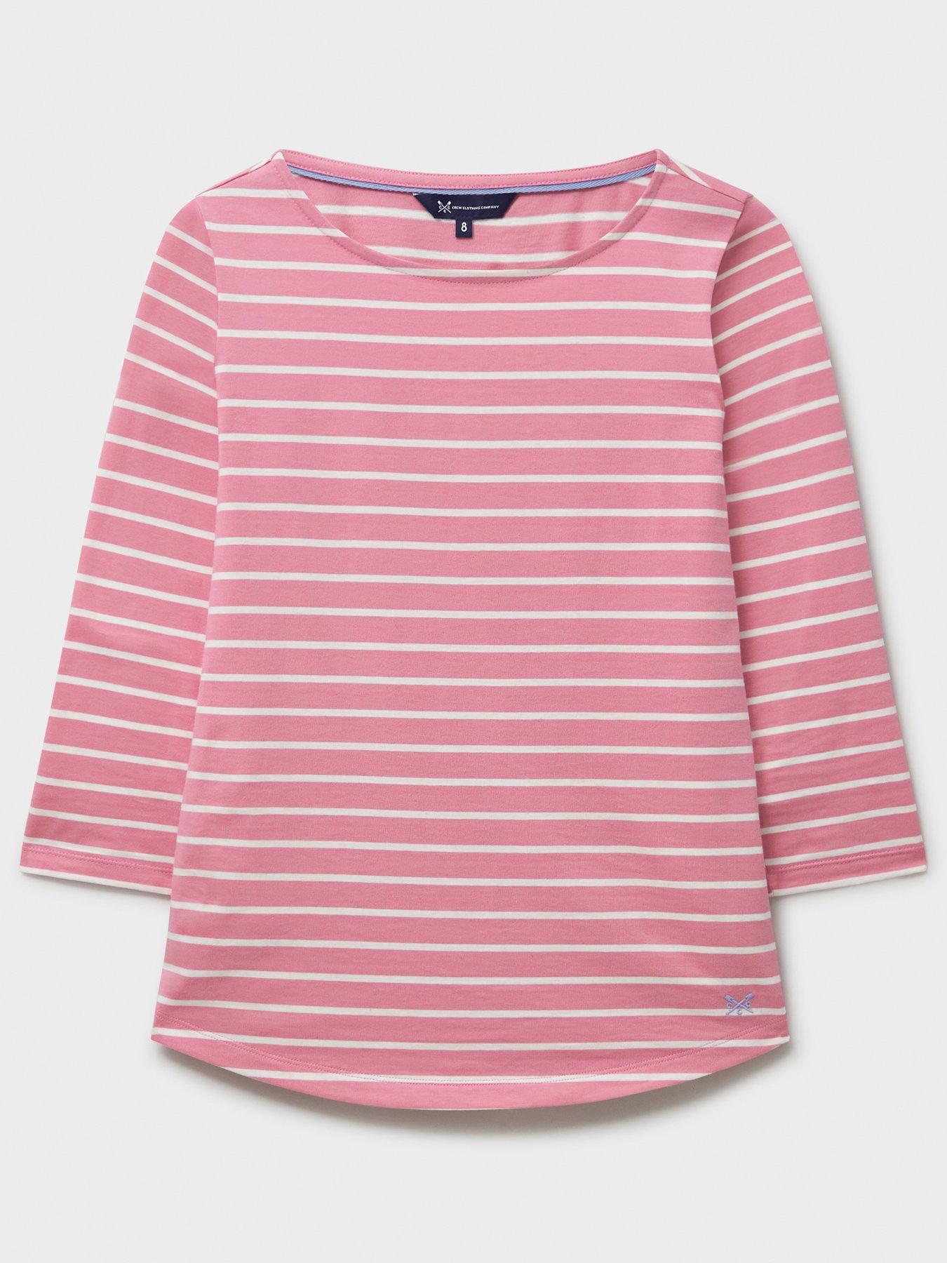  image of crew-clothing-essential-breton-top-pink