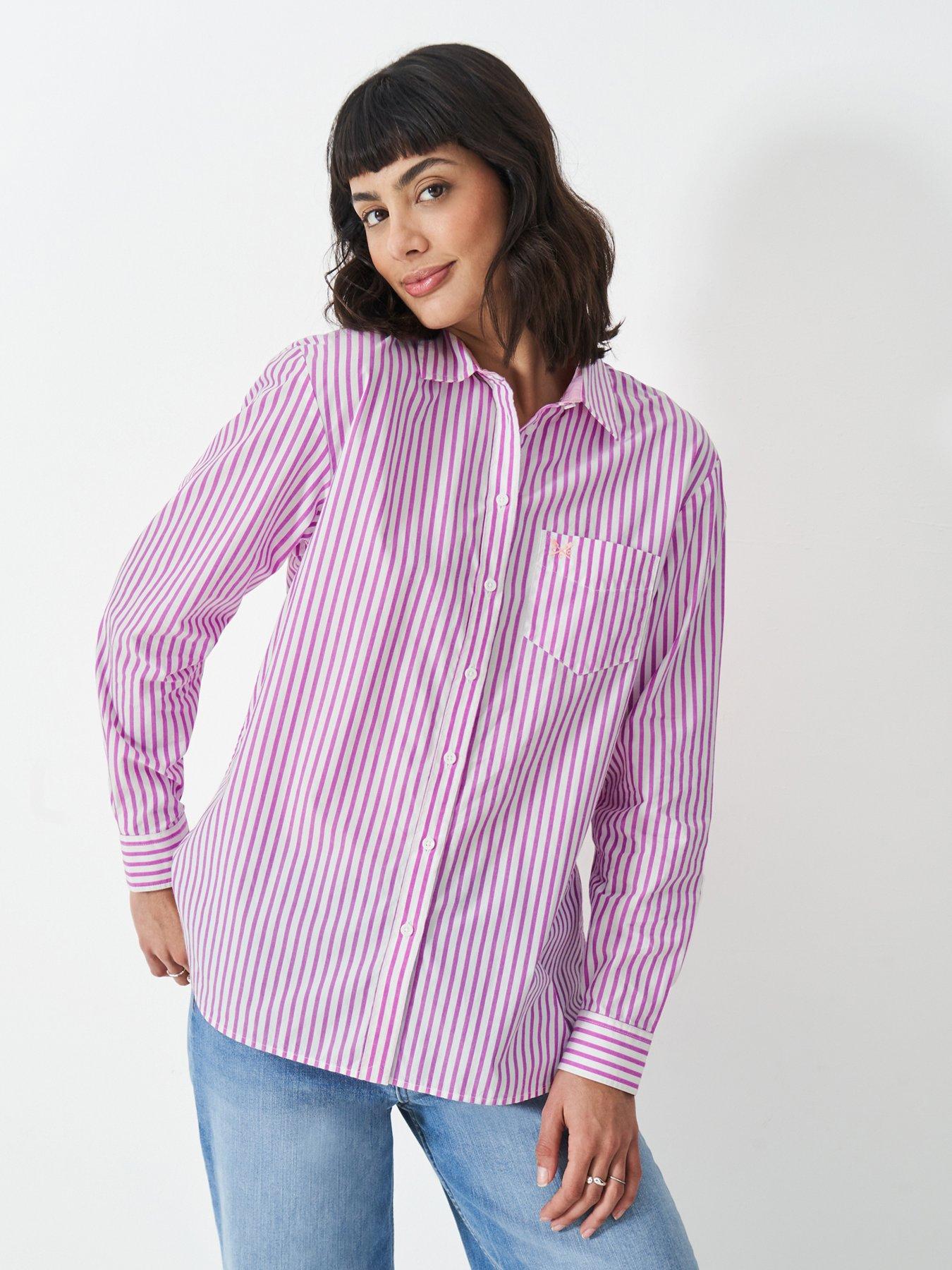  image of crew-clothing-relaxed-poplin-shirt-pink
