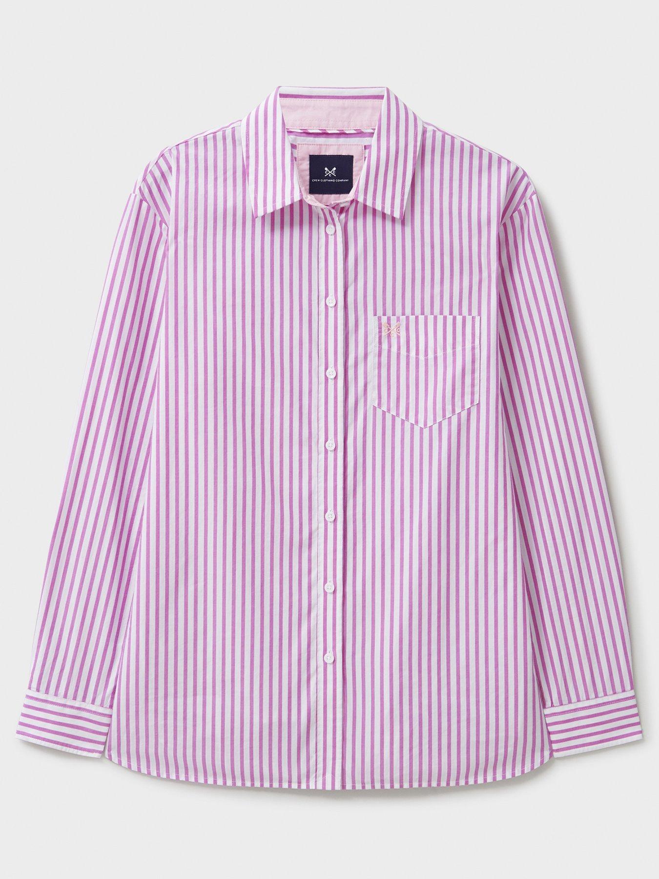  image of crew-clothing-relaxed-poplin-shirt-pink
