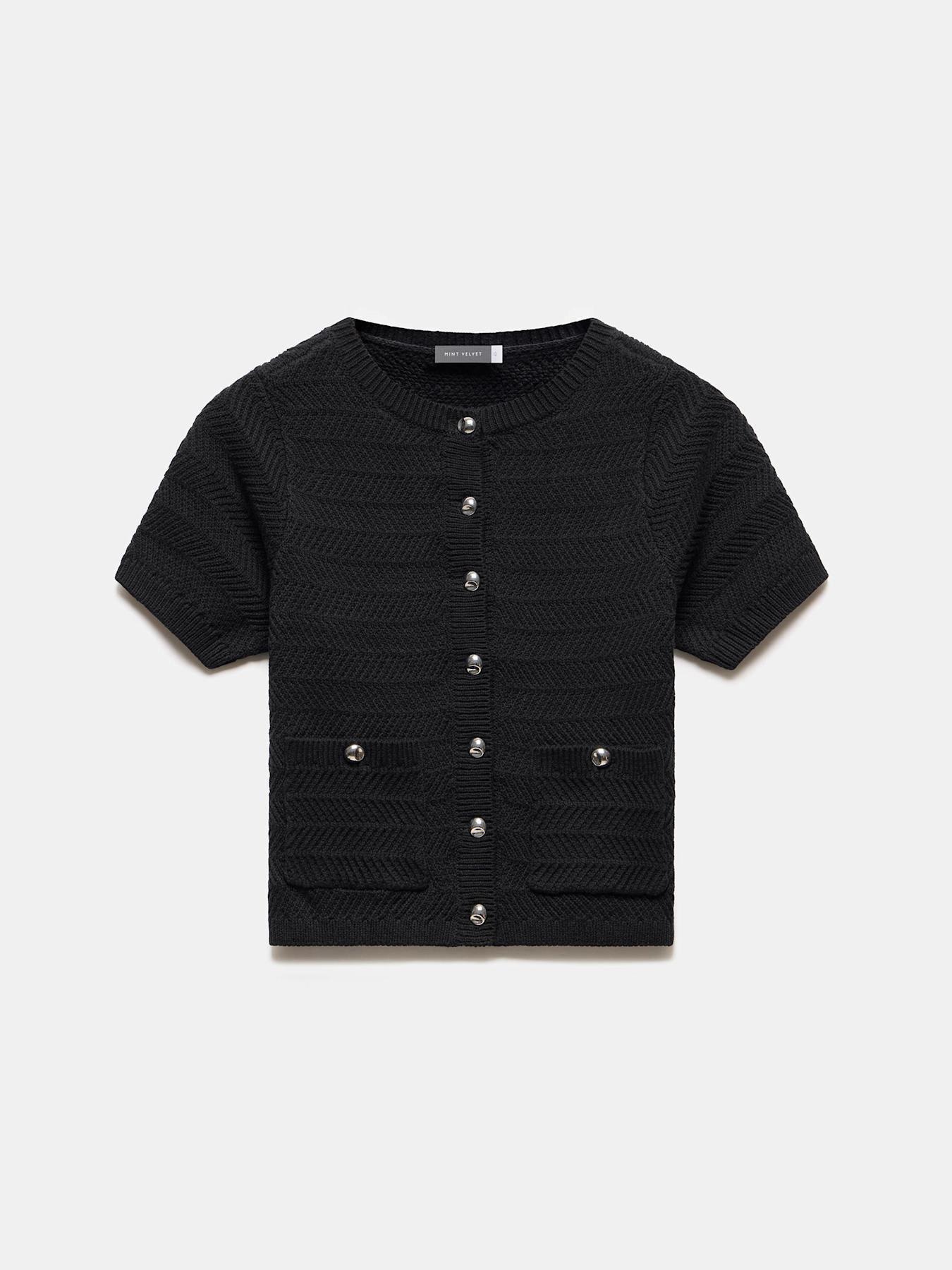  image of mint-velvet-cotton-blend-cardigan-black