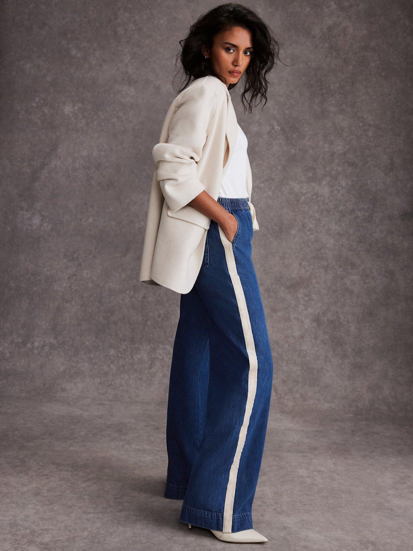  image of mint-velvet-indigo-tie-waist-side-stripe-wide-jeans-blue