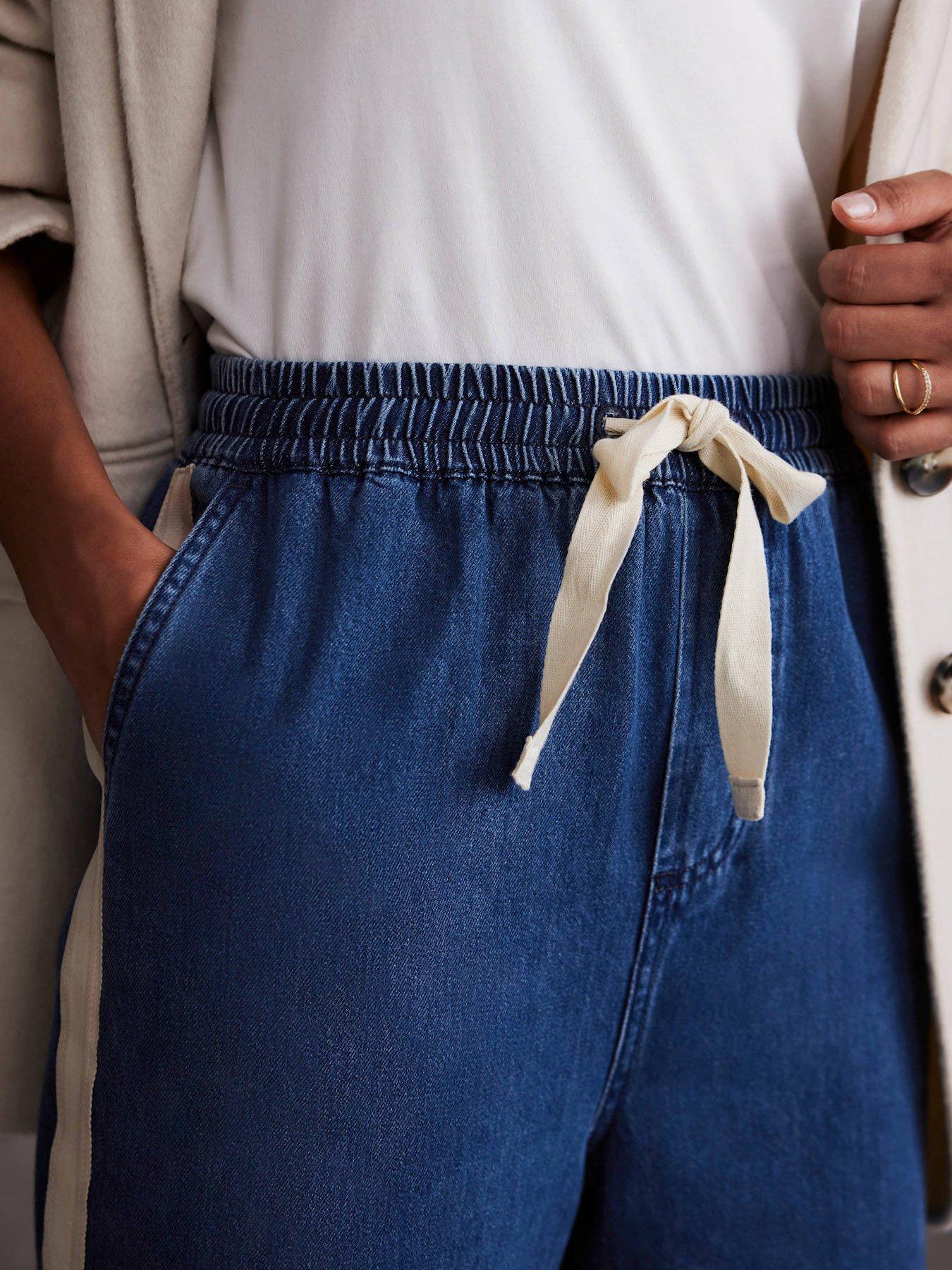  image of mint-velvet-indigo-tie-waist-side-stripe-wide-jeans-blue