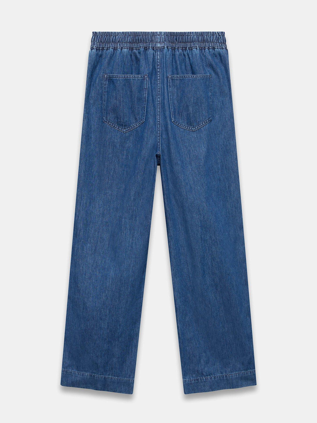  image of mint-velvet-indigo-tie-waist-side-stripe-wide-jeans-blue