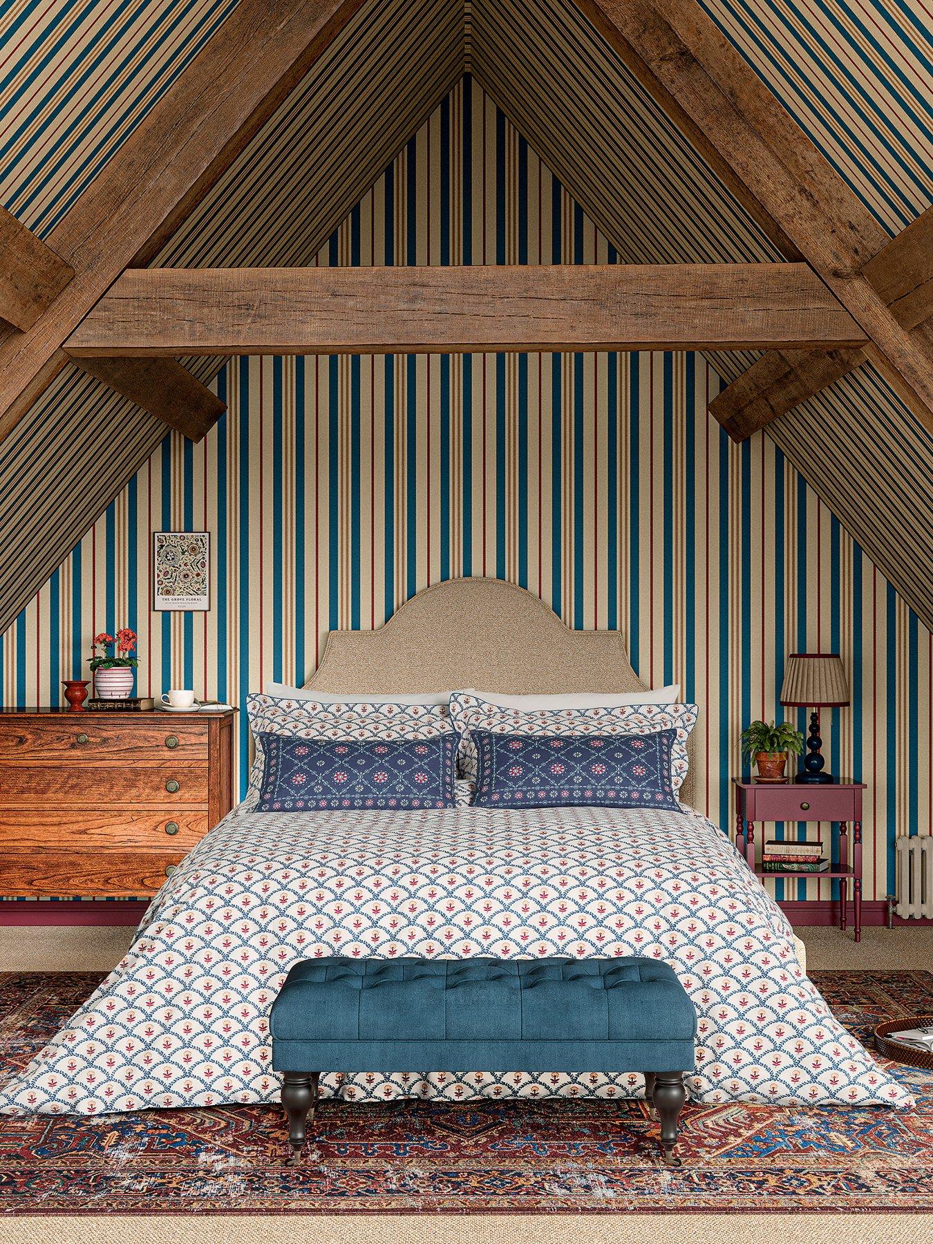 Joules Floral Scallop 100% Cotton Percale Duvet Cover Set