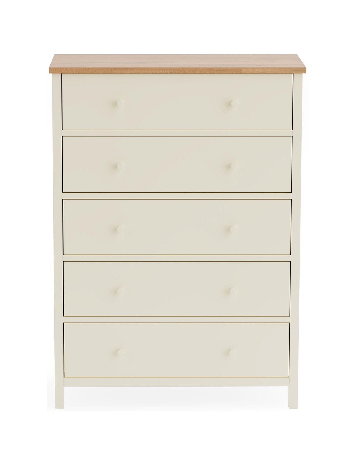  image of julian-bowen-coxmoor-5-drawer-wide-chest-contains-solid-oak