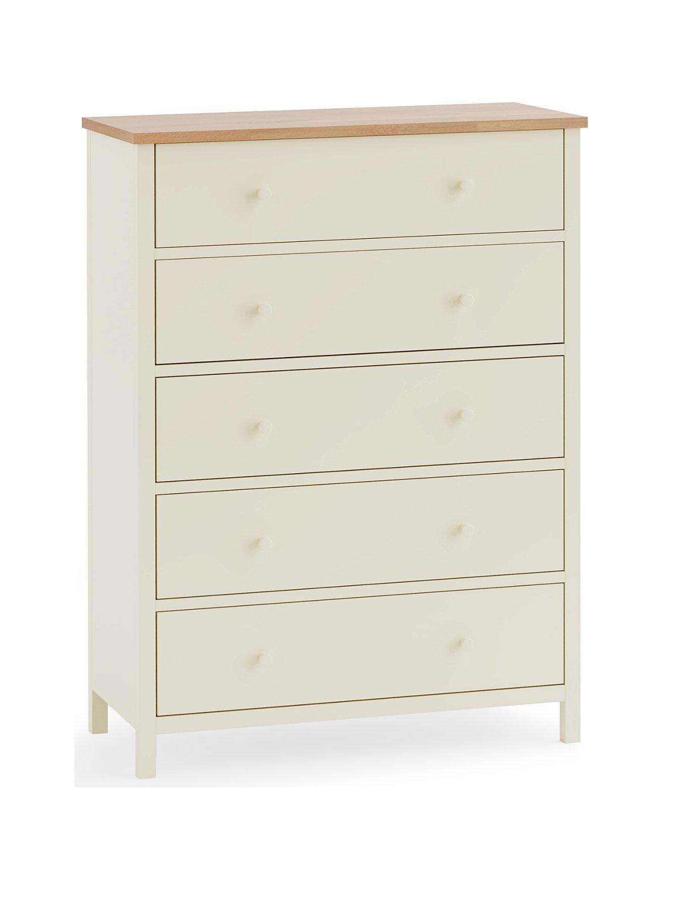  image of julian-bowen-coxmoor-5-drawer-wide-chest-contains-solid-oak