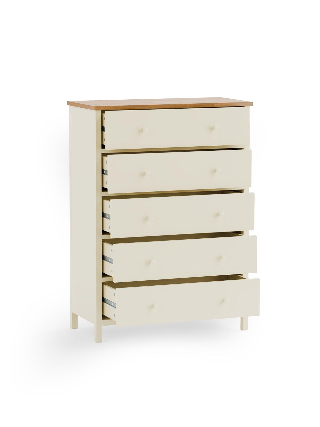  image of julian-bowen-coxmoor-5-drawer-wide-chest-contains-solid-oak