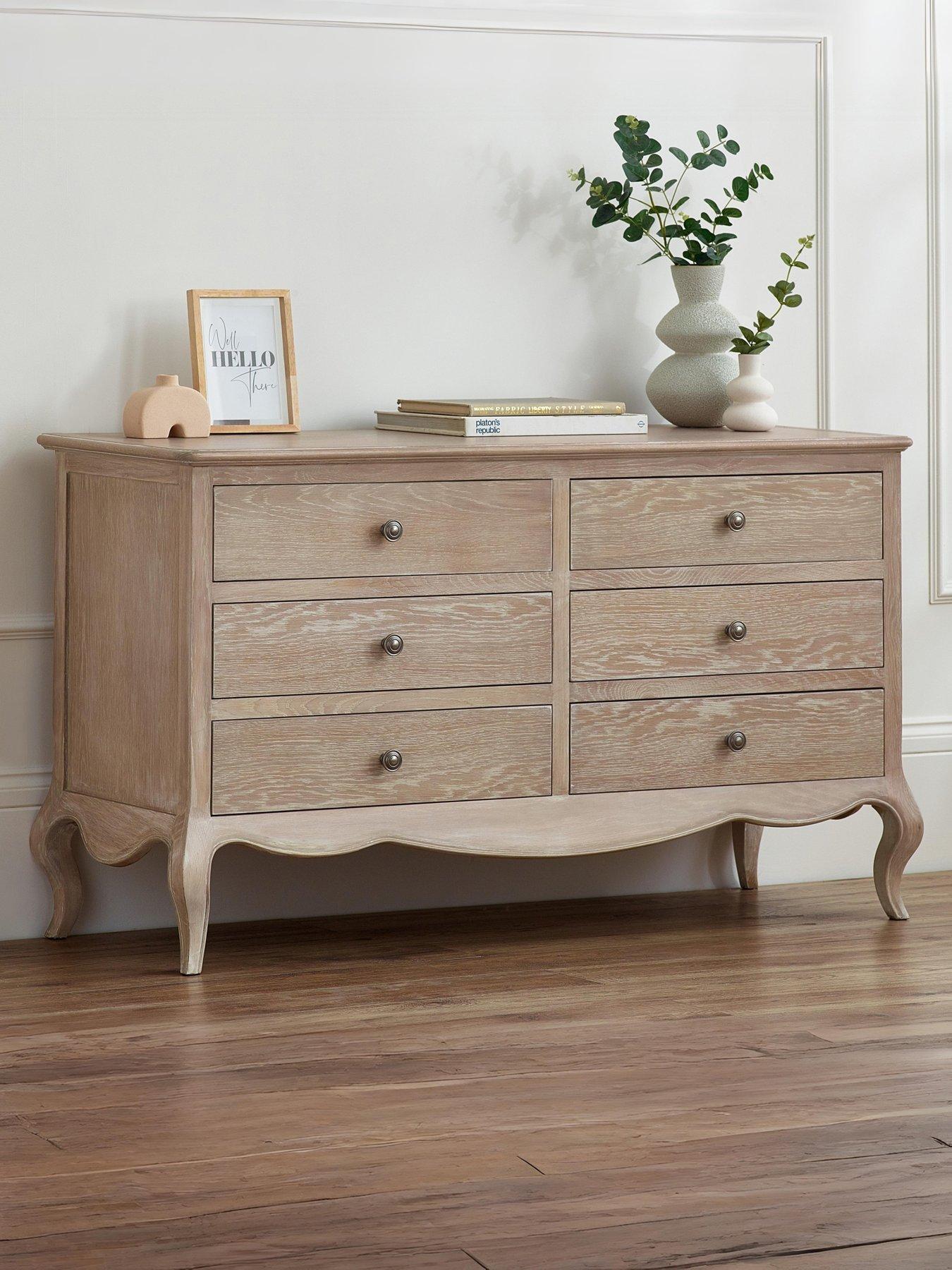 Julian Bowen Camille Ready Assembled 6 Drawer Wide Chest - Contains Solid Oak