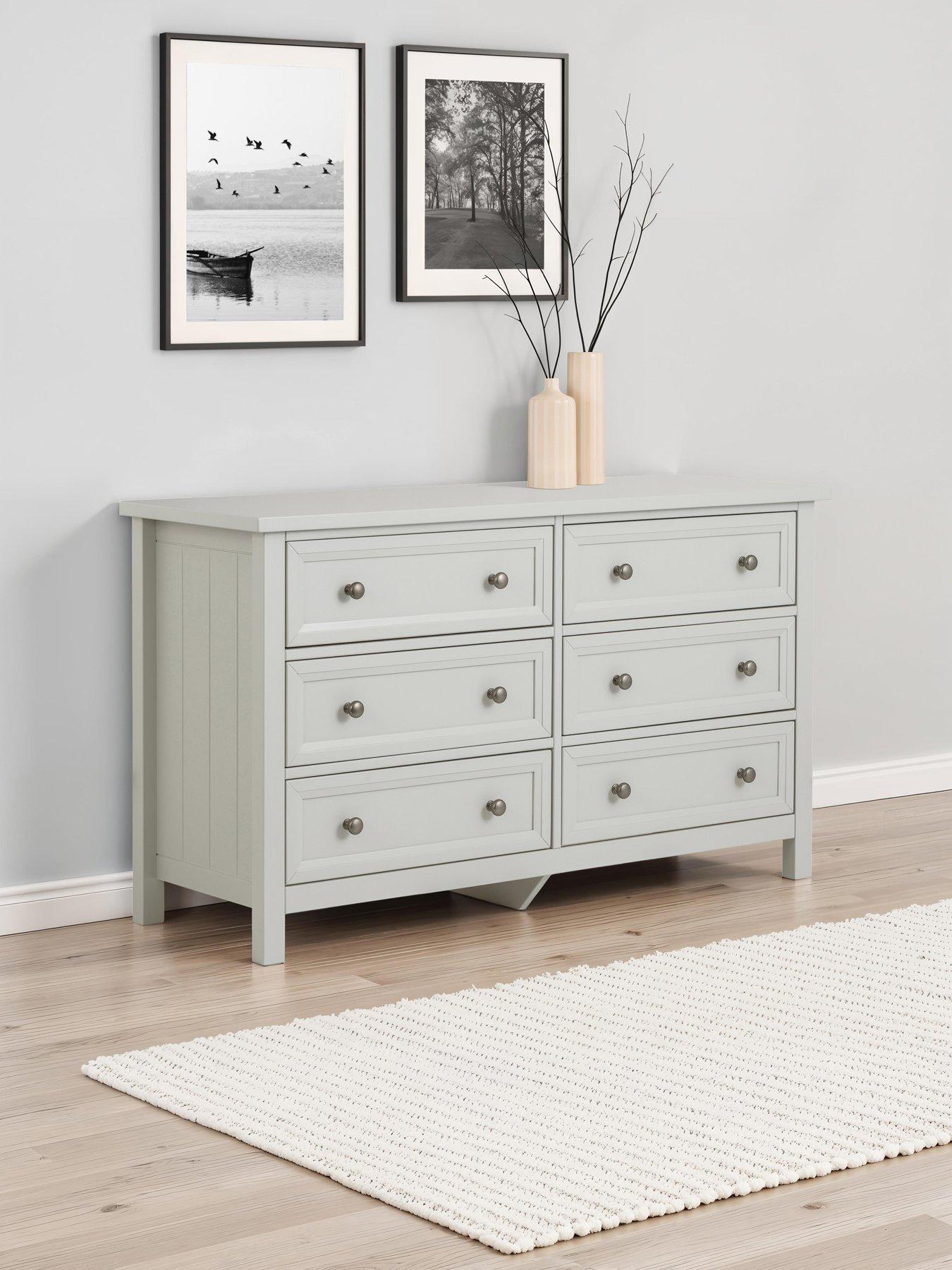 Julian Bowen Maine 6 Drawer Wide Chest Dove Grey