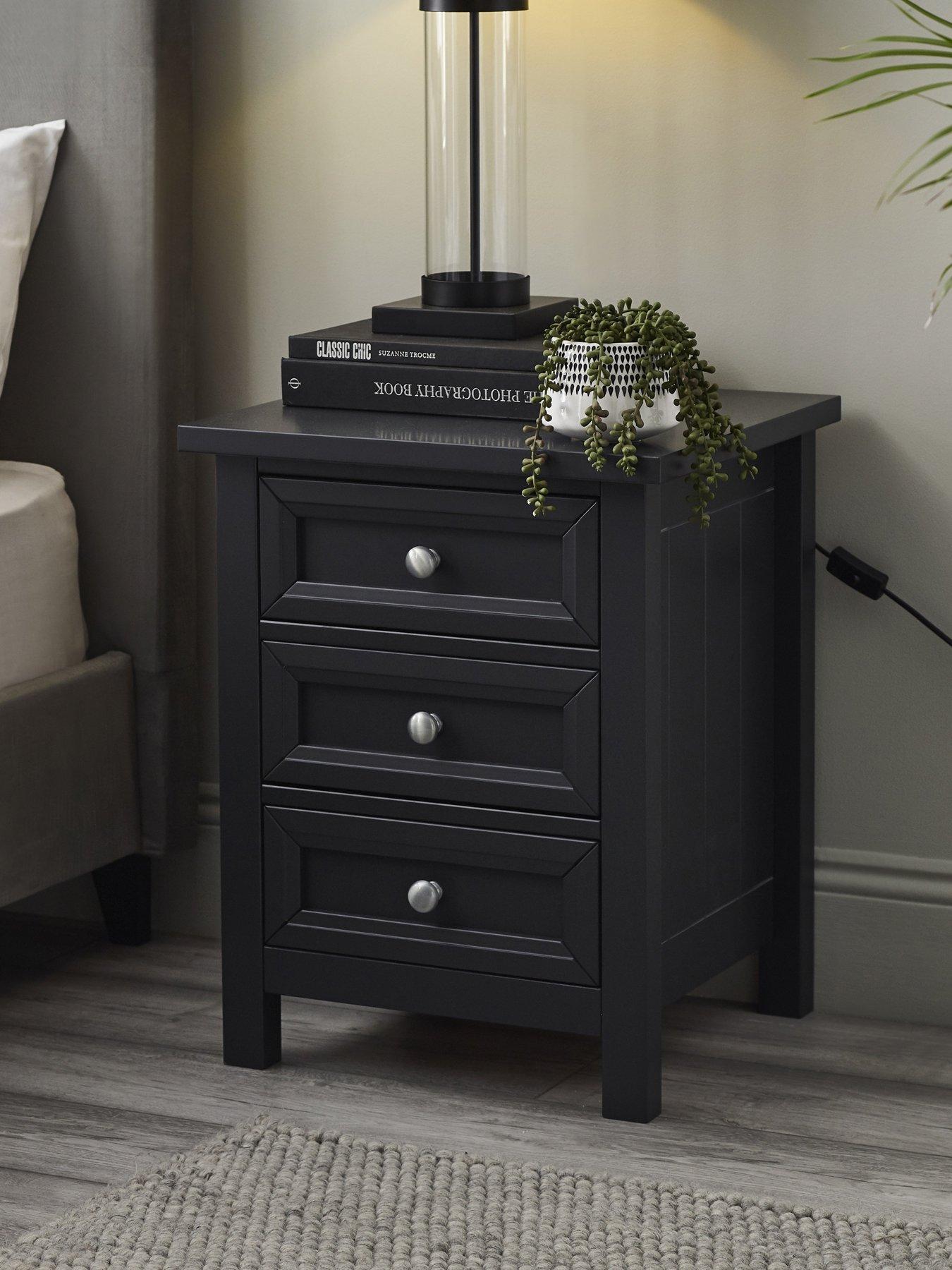 Julian Bowen Maine 3 Drawer Bedside Chest - Anthracite