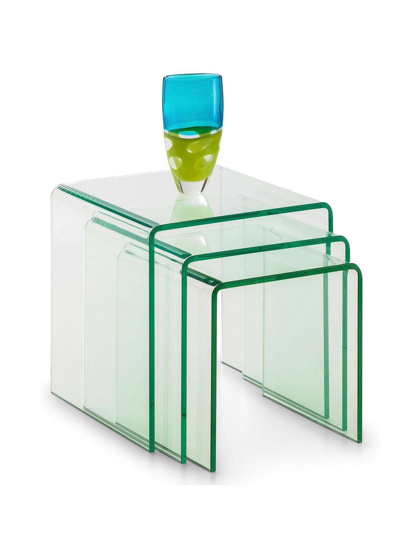 Image 2 of 6 of Julian Bowen Amalfi Ready Assembled&nbsp;Bent Glass Nest of&nbsp;3&nbsp;Tables