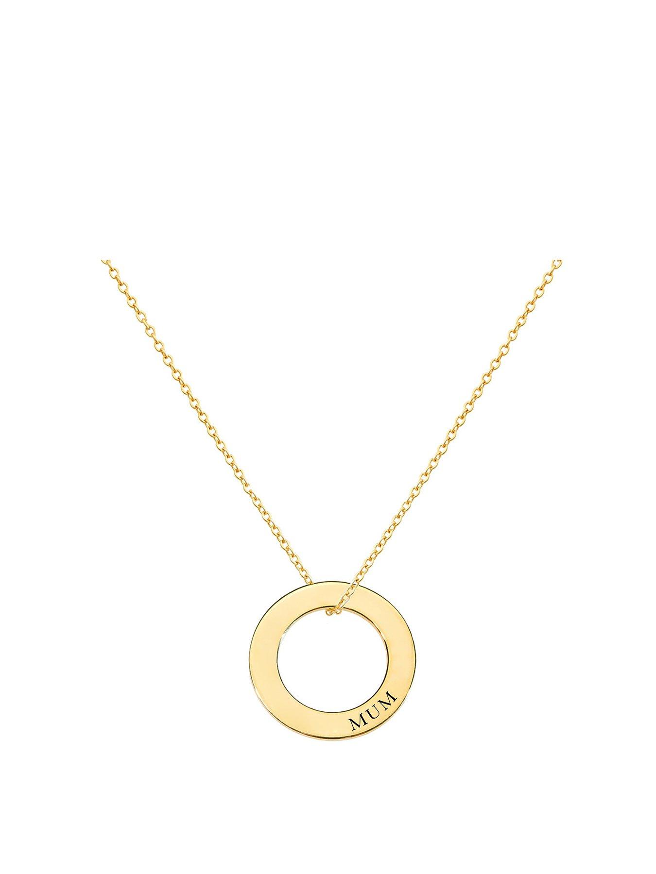 undefined Gold Plated Sterling Silver Disc Mum Pendant Necklace