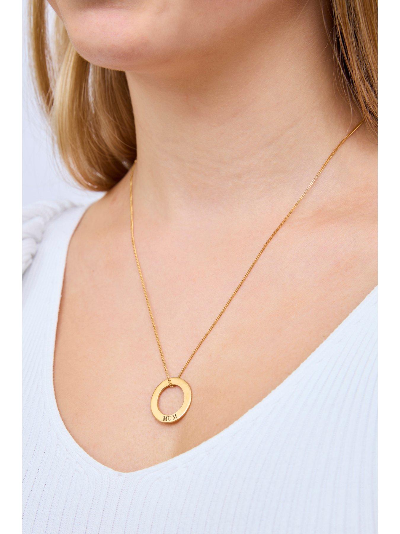Image 2 of 3 of The Love Collection Gold Plated Sterling Silver Disc Mum Pendant Necklace