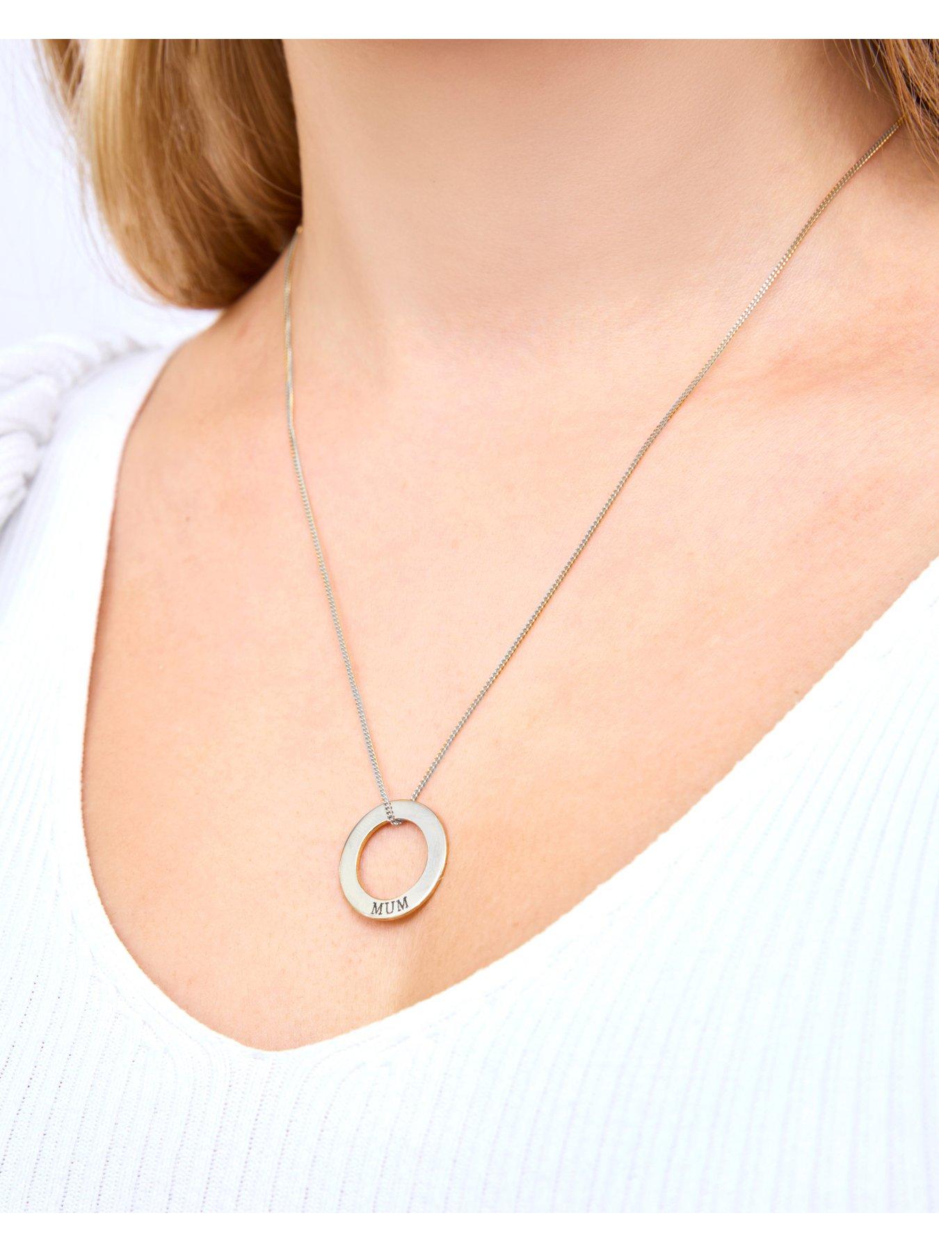 Image 2 of 3 of The Love Collection Sterling Silver Disc Mum Pendant Necklace