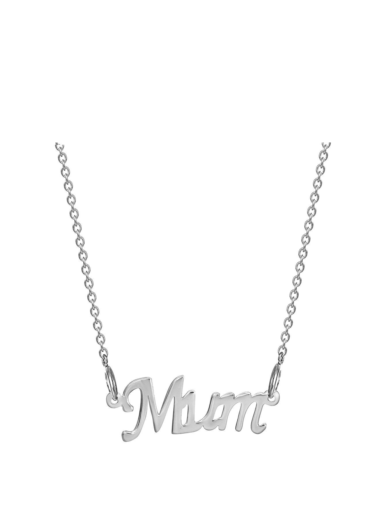 undefined Sterling silver Mum necklace with cable chain