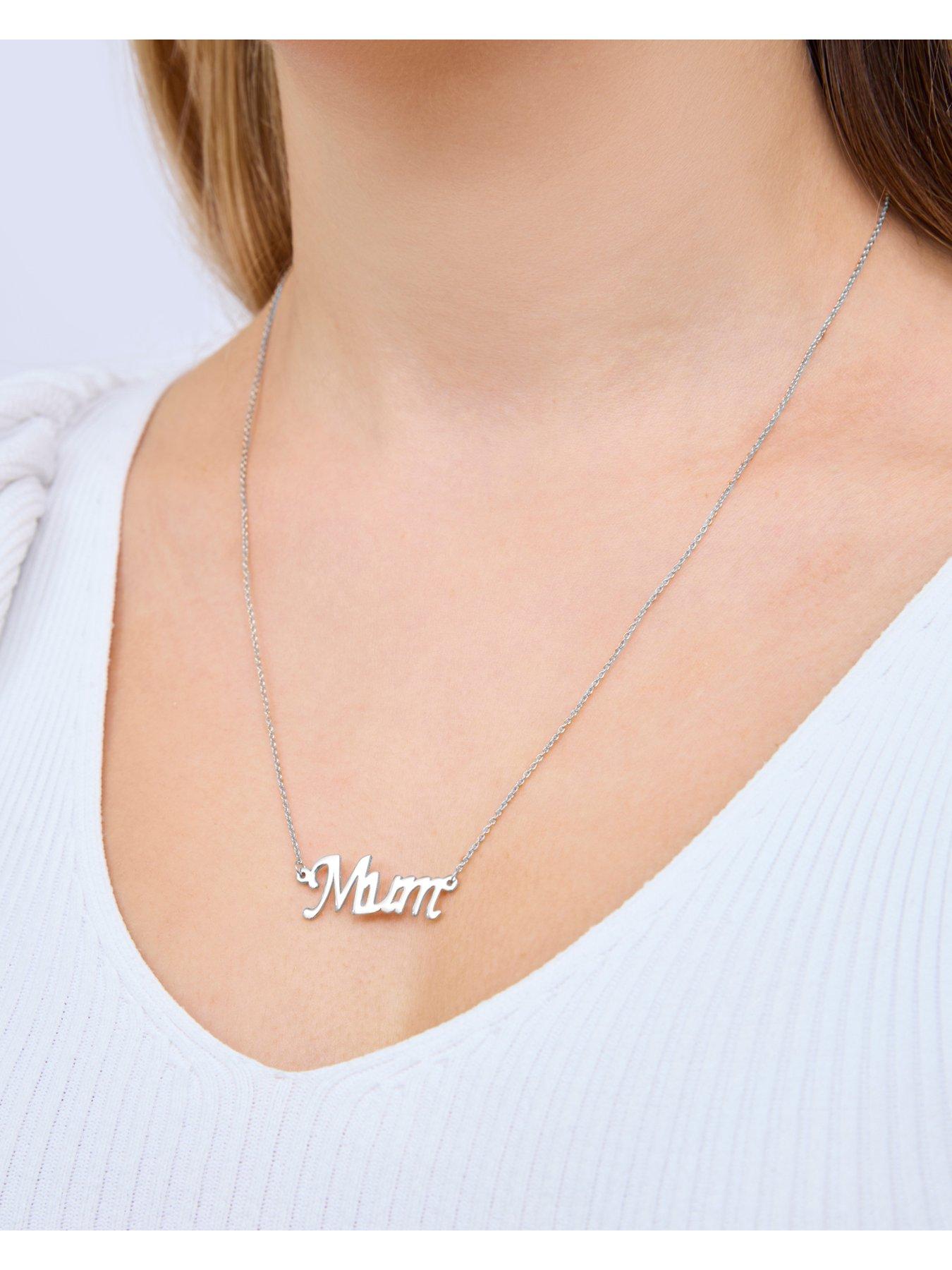 Image 2 of 3 of The Love Collection Sterling silver Mum necklace with cable chain