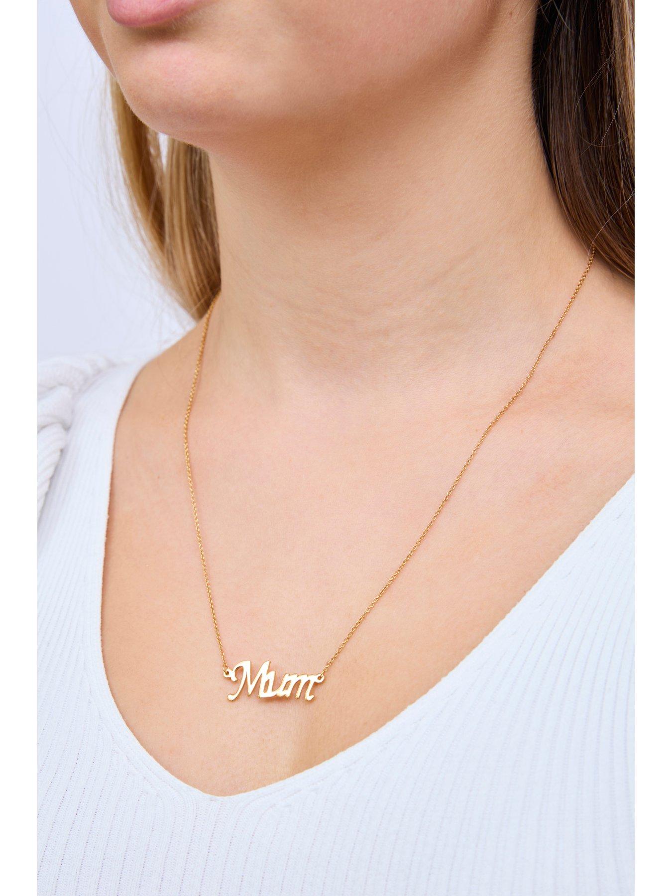 Image 2 of 3 of The Love Collection Gold plated sterling silver Mum necklace with cable chain