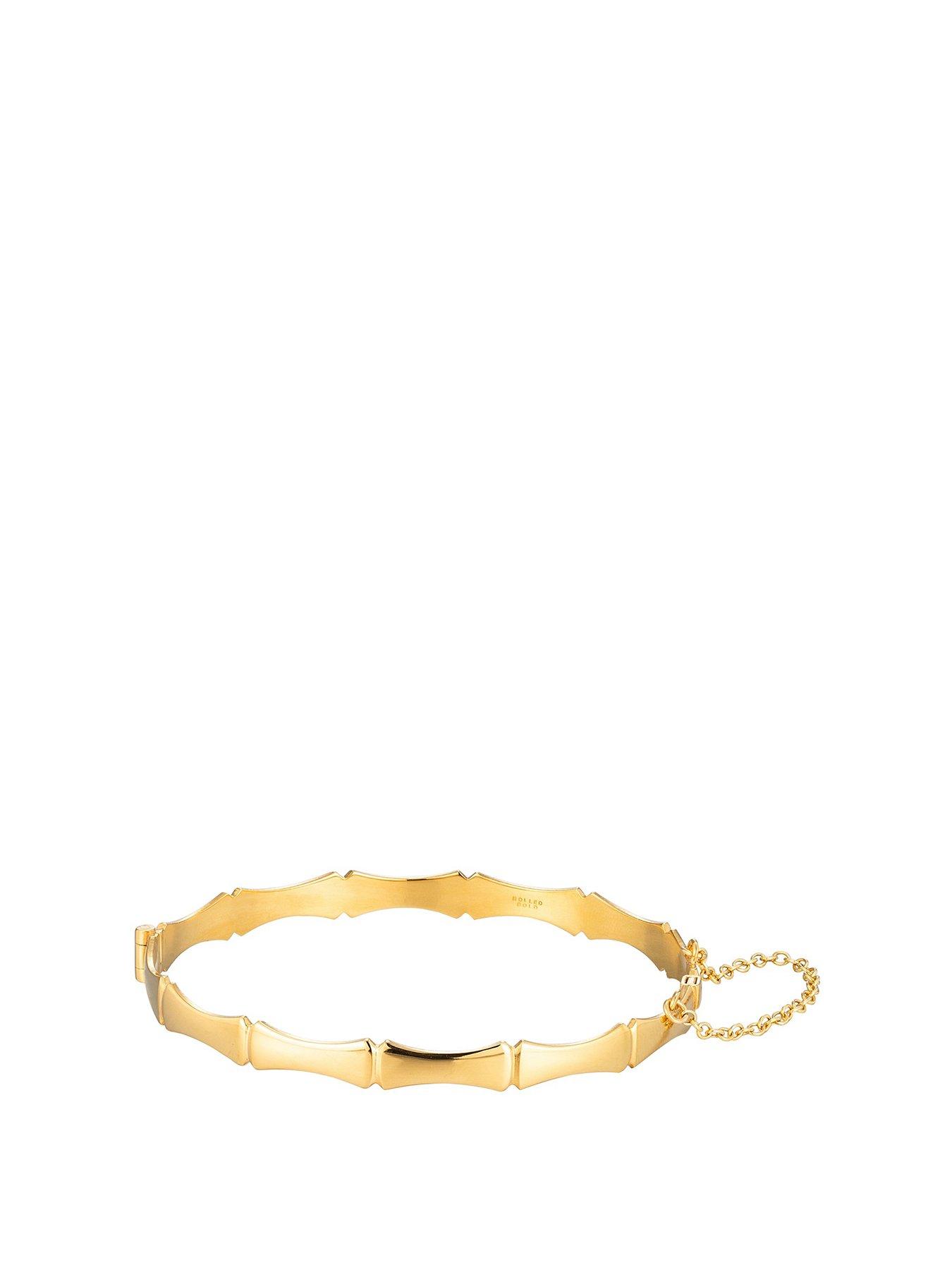 undefined 9ct Rolled Gold Bamboo Polished Hinged Bangle