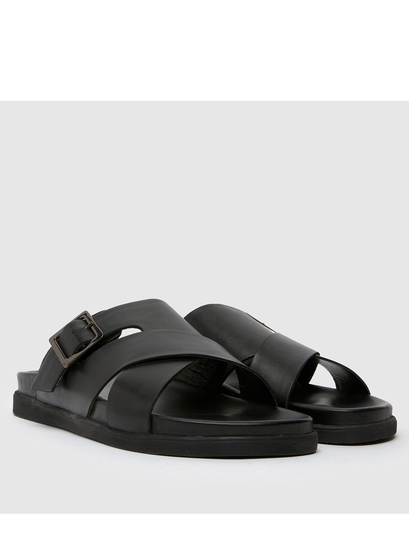  image of schuh-summit-leather-sandals-black