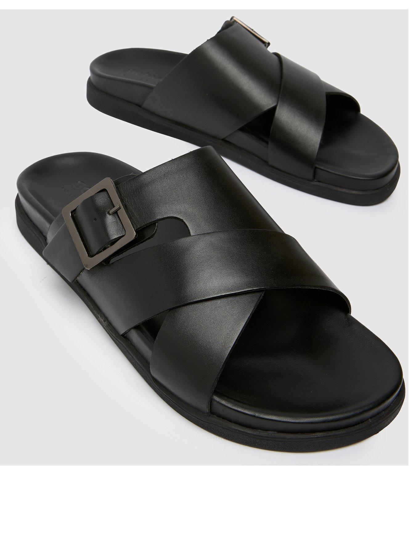  image of schuh-summit-leather-sandals-black