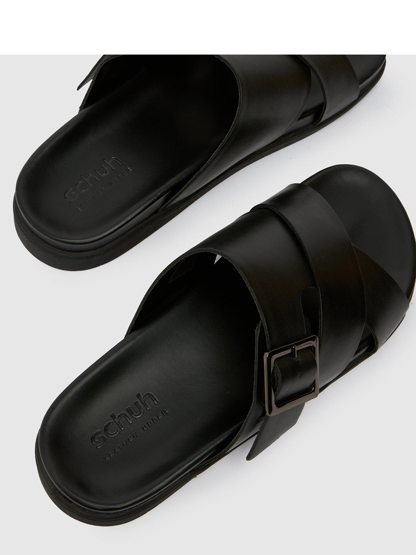 image of schuh-summit-leather-sandals-black