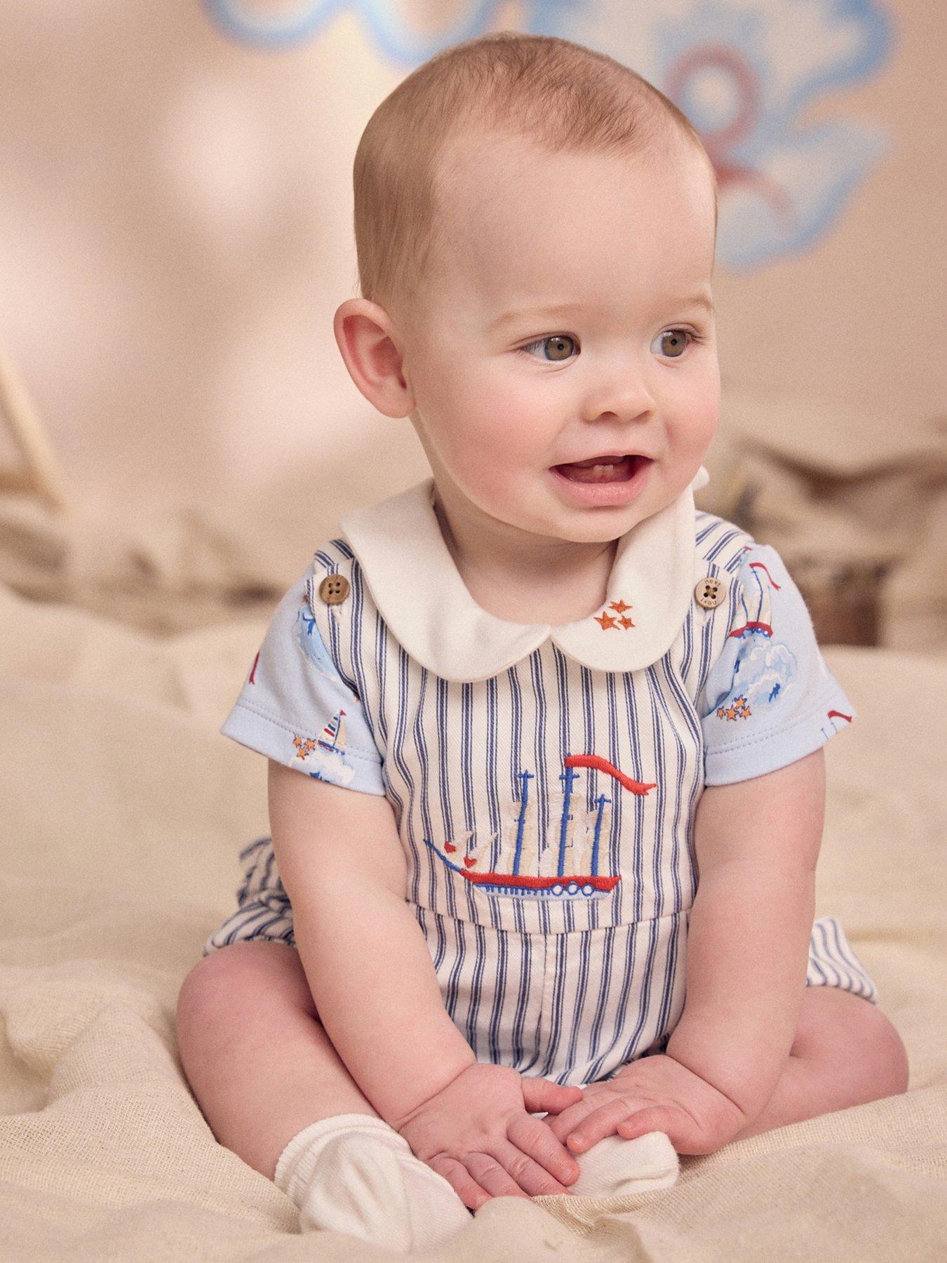  image of cath-kidston-baby-boys-boat-print-crop-dungaree-multi