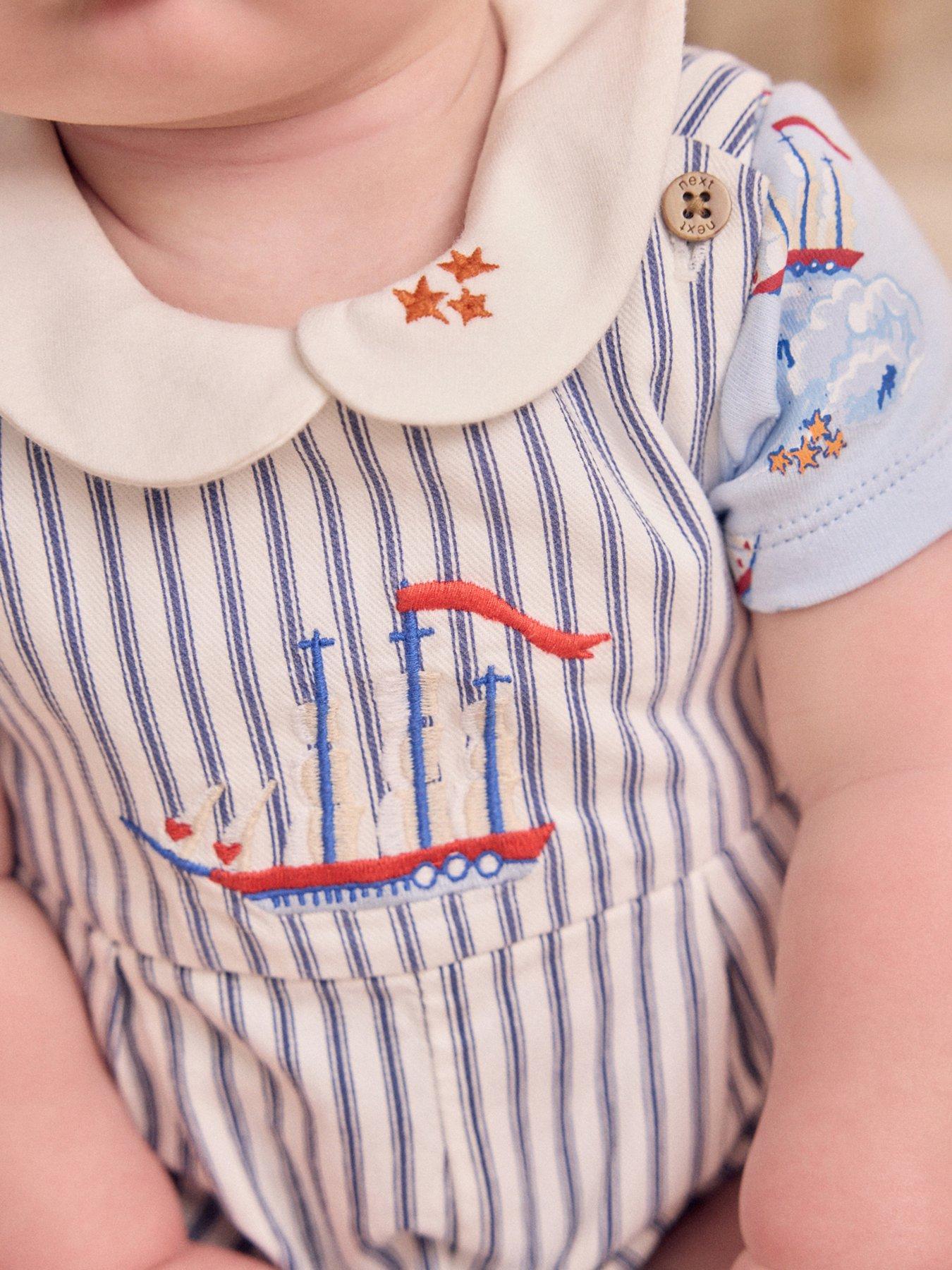  image of cath-kidston-baby-boys-boat-print-crop-dungaree-multi