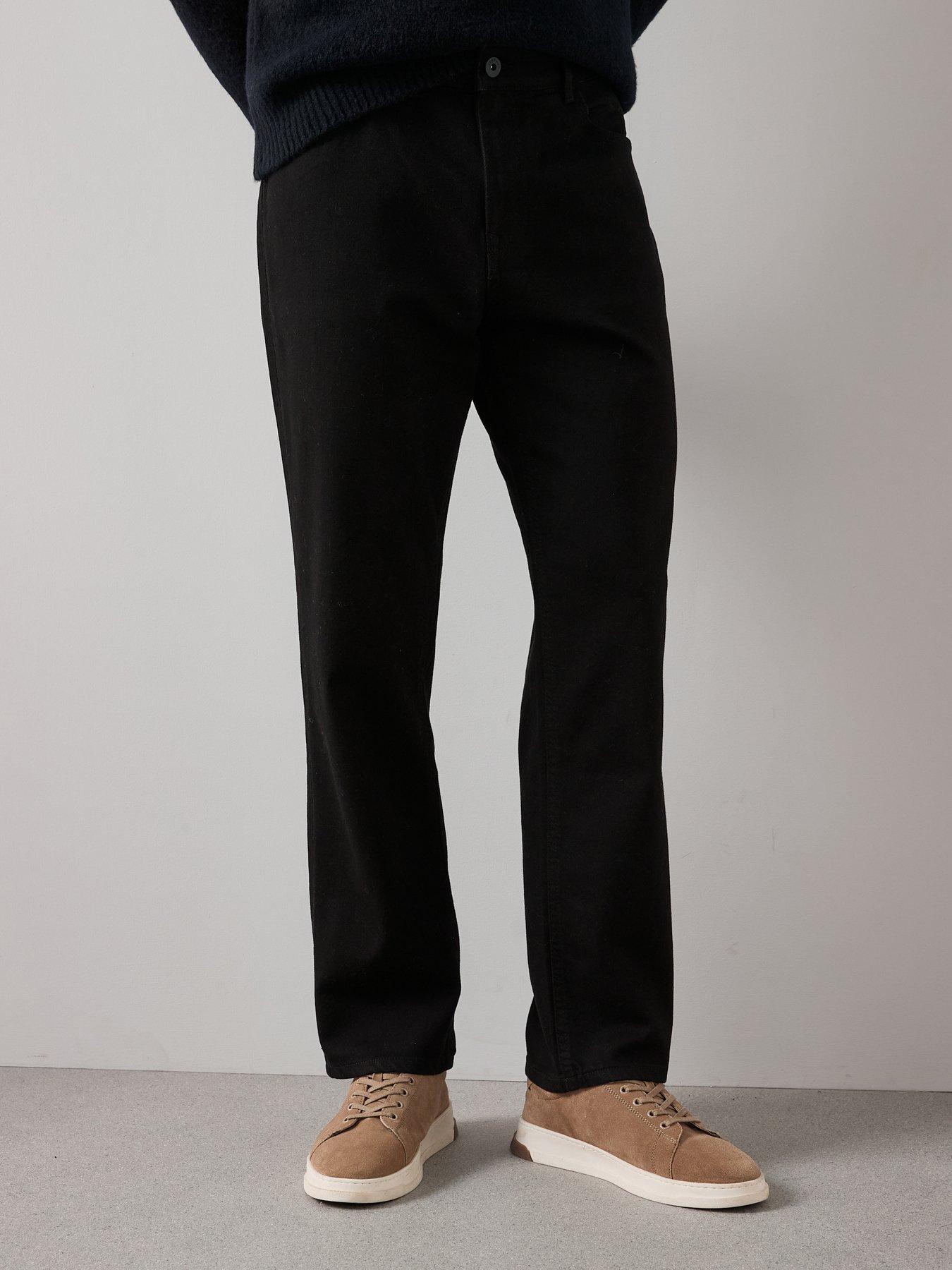 front image of the-very-collection-straight-jeans-with-stretch-stay-black