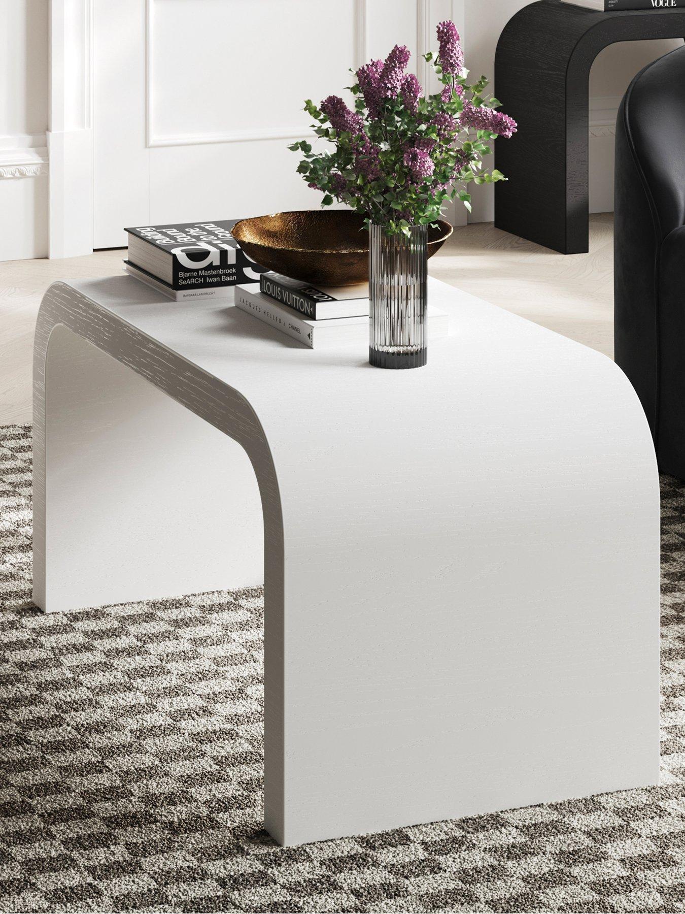 front image of lpd-home-lake-curved-coffee-table-white
