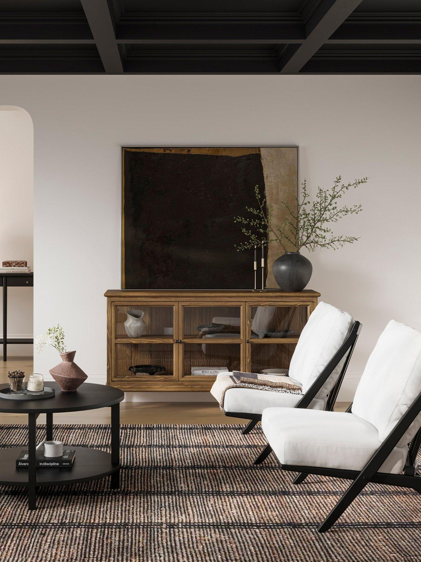 The Inside Edit Westport 3 Glass Door Sideboard - Smoked Wood