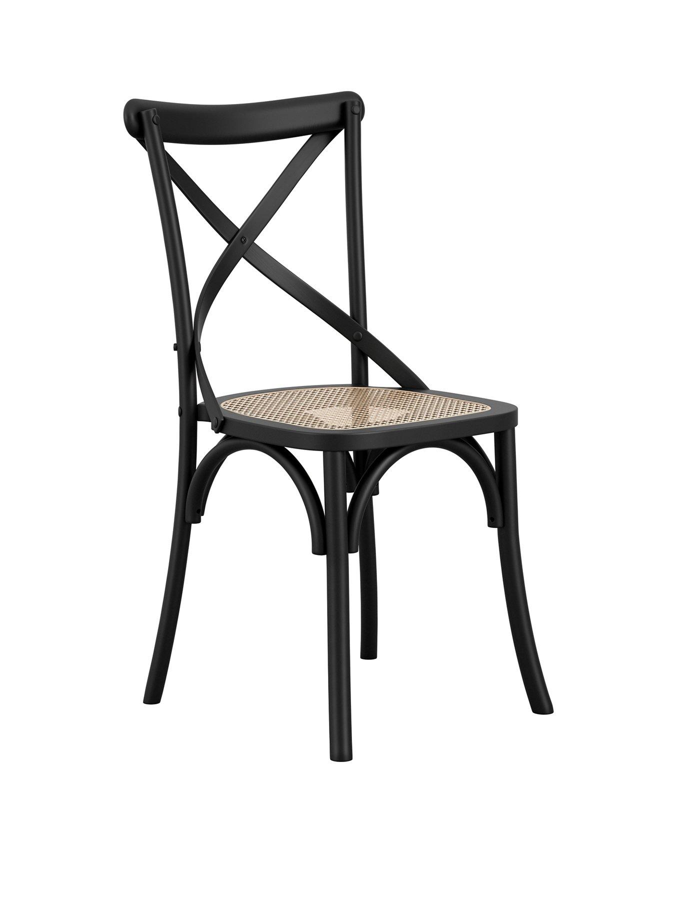  image of lpd-home-fitzroy-set-of-2-cane-dining-chairs-black