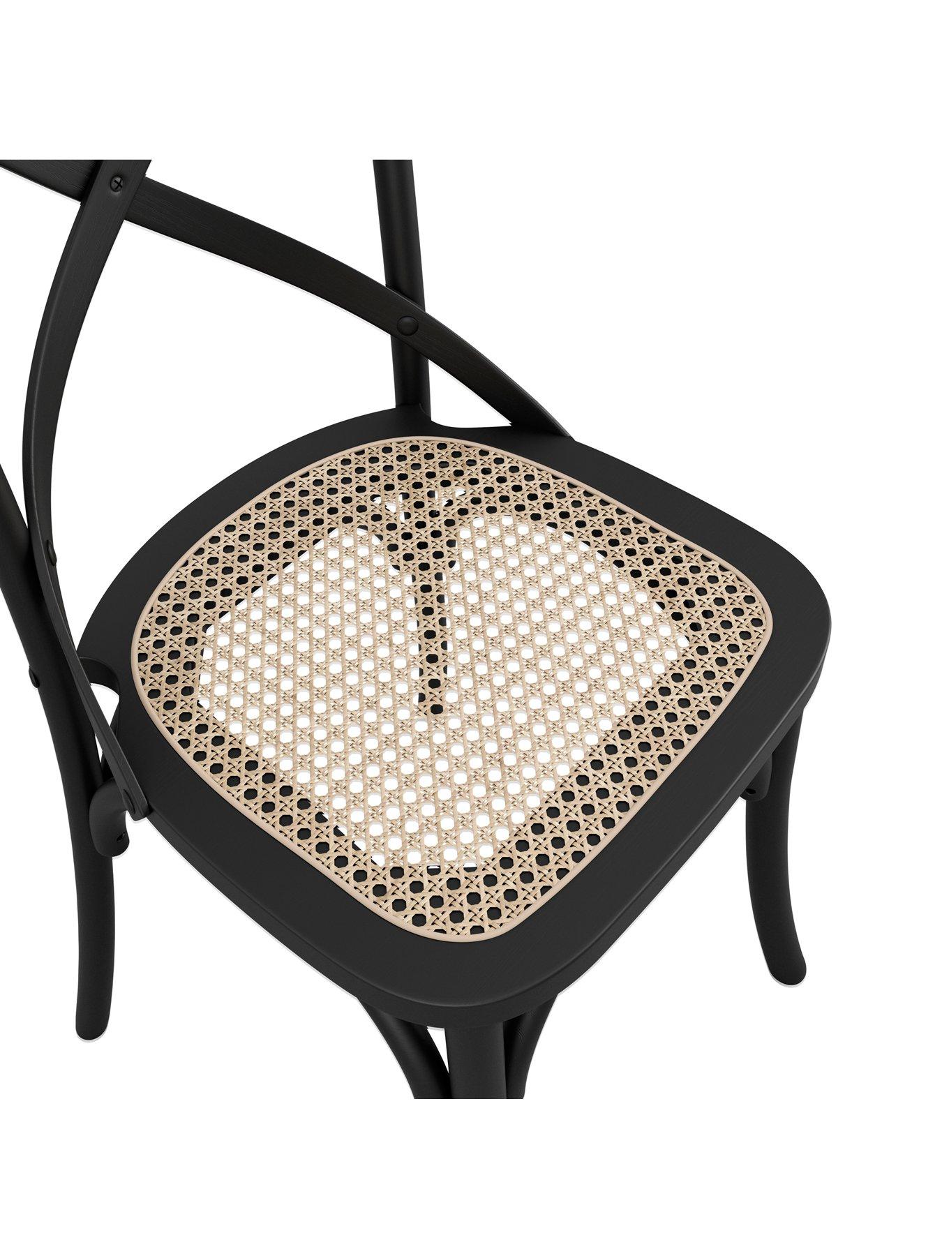  image of lpd-home-fitzroy-set-of-2-cane-dining-chairs-black