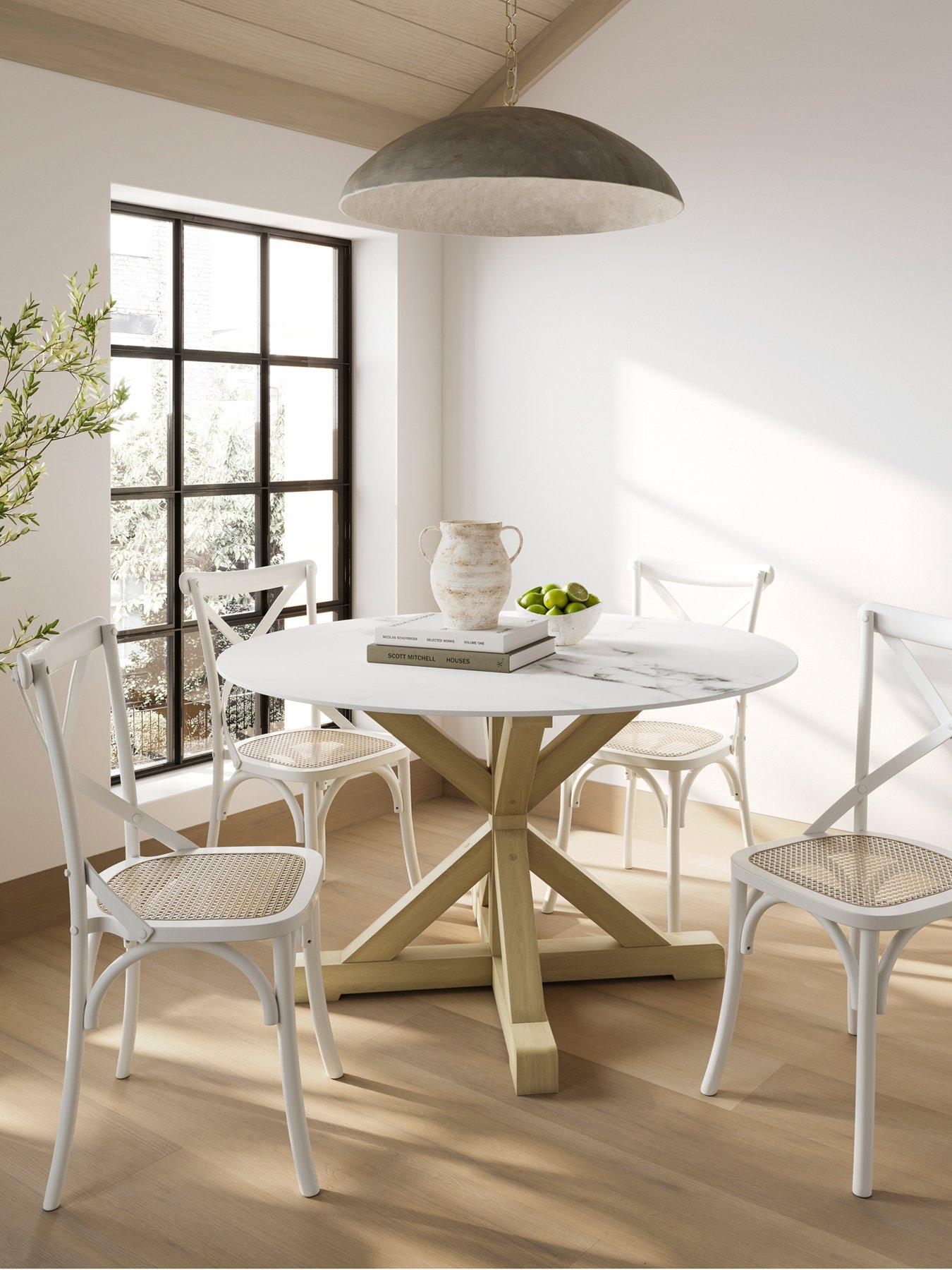 LPD Home Fitzroy Set of 2 Cane Dining Chairs - White