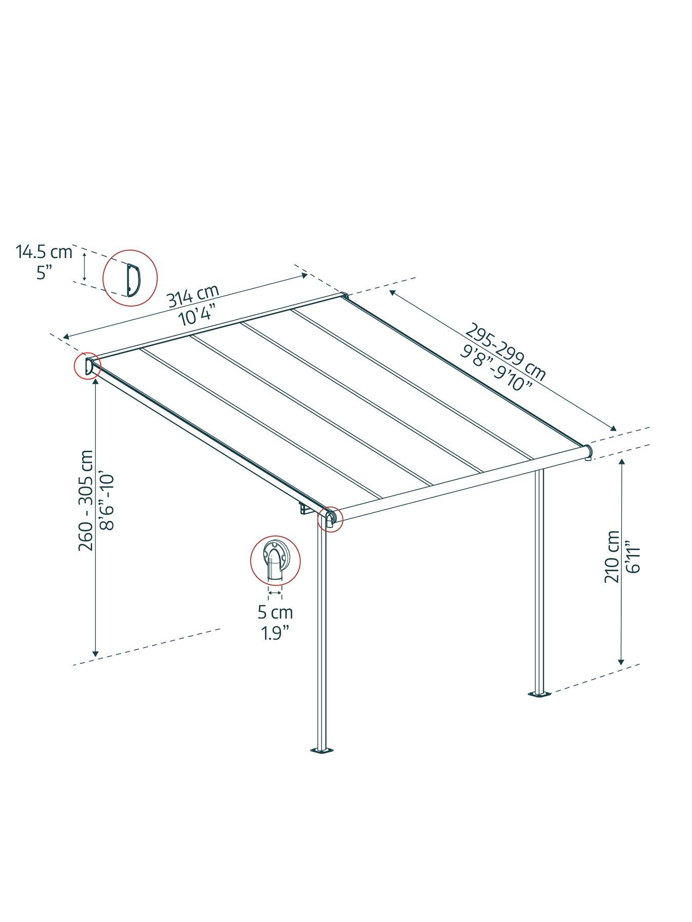  image of canopia-by-palram-sierra-patio-cover-3x305-grey-clear