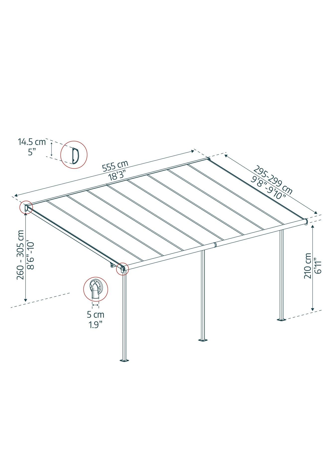  image of canopia-by-palram-sierra-patio-cover-3x546-grey-clear