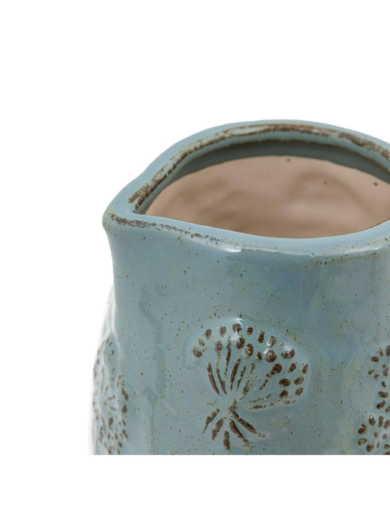  image of gallery-meadow-embossed-ceramic-jug-duck-egg