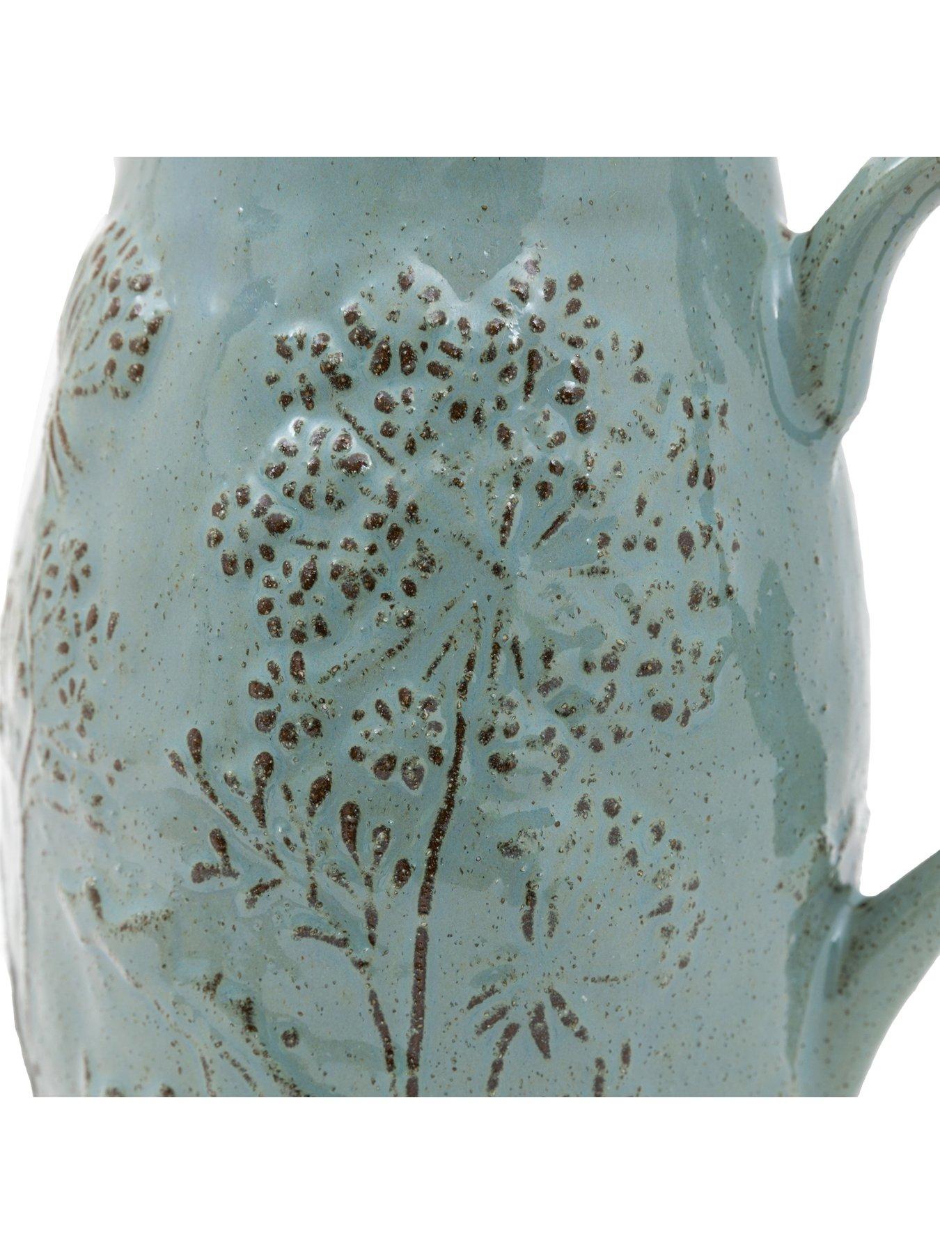  image of gallery-meadow-embossed-ceramic-jug-duck-egg