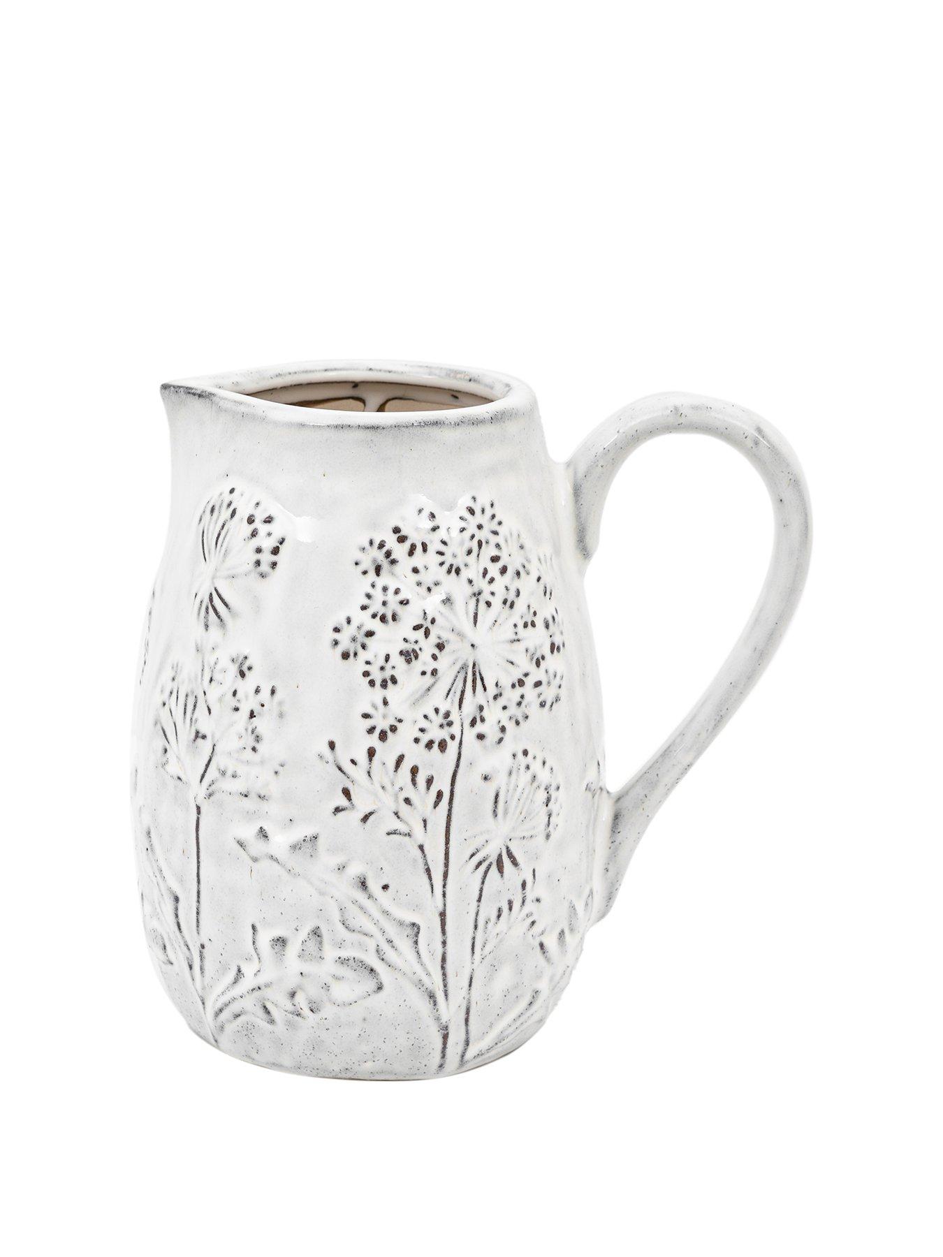  image of gallery-meadow-embossed-ceramic-jug-stone