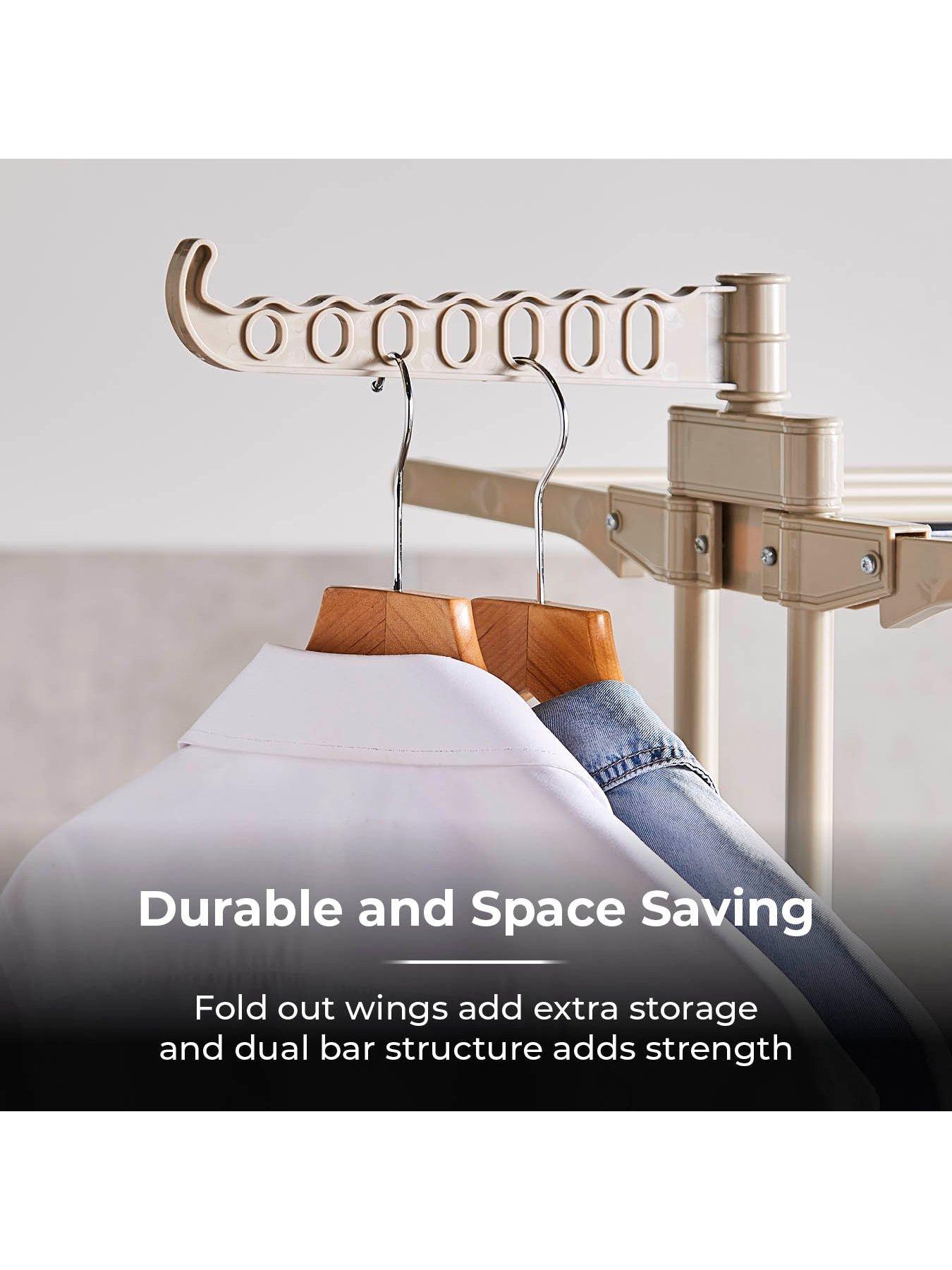 Image 4 of 6 of Tower 4 Tier Foldable Clothes Airer with Wheels, Latte