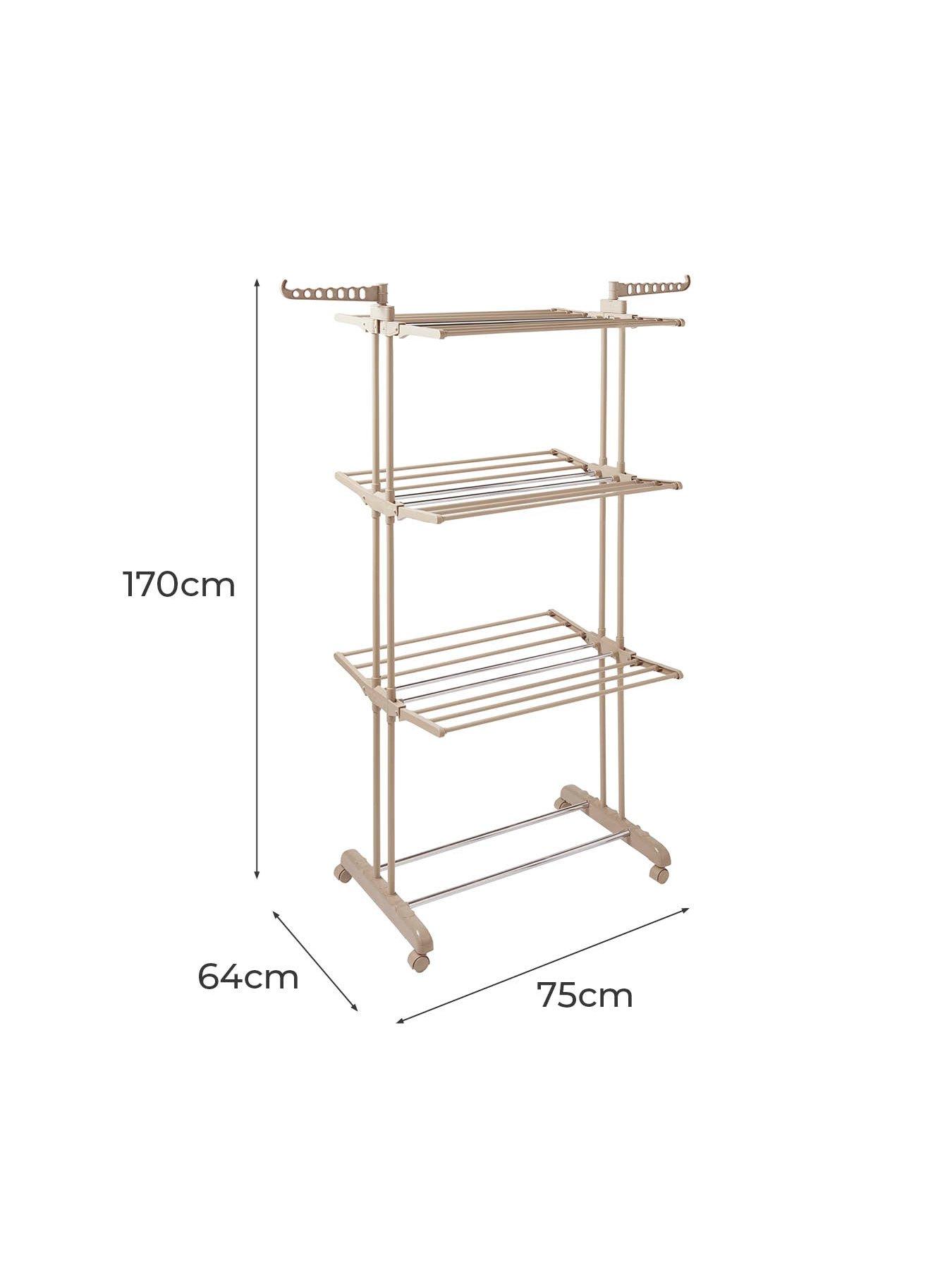Image 6 of 6 of Tower 4 Tier Foldable Clothes Airer with Wheels, Latte