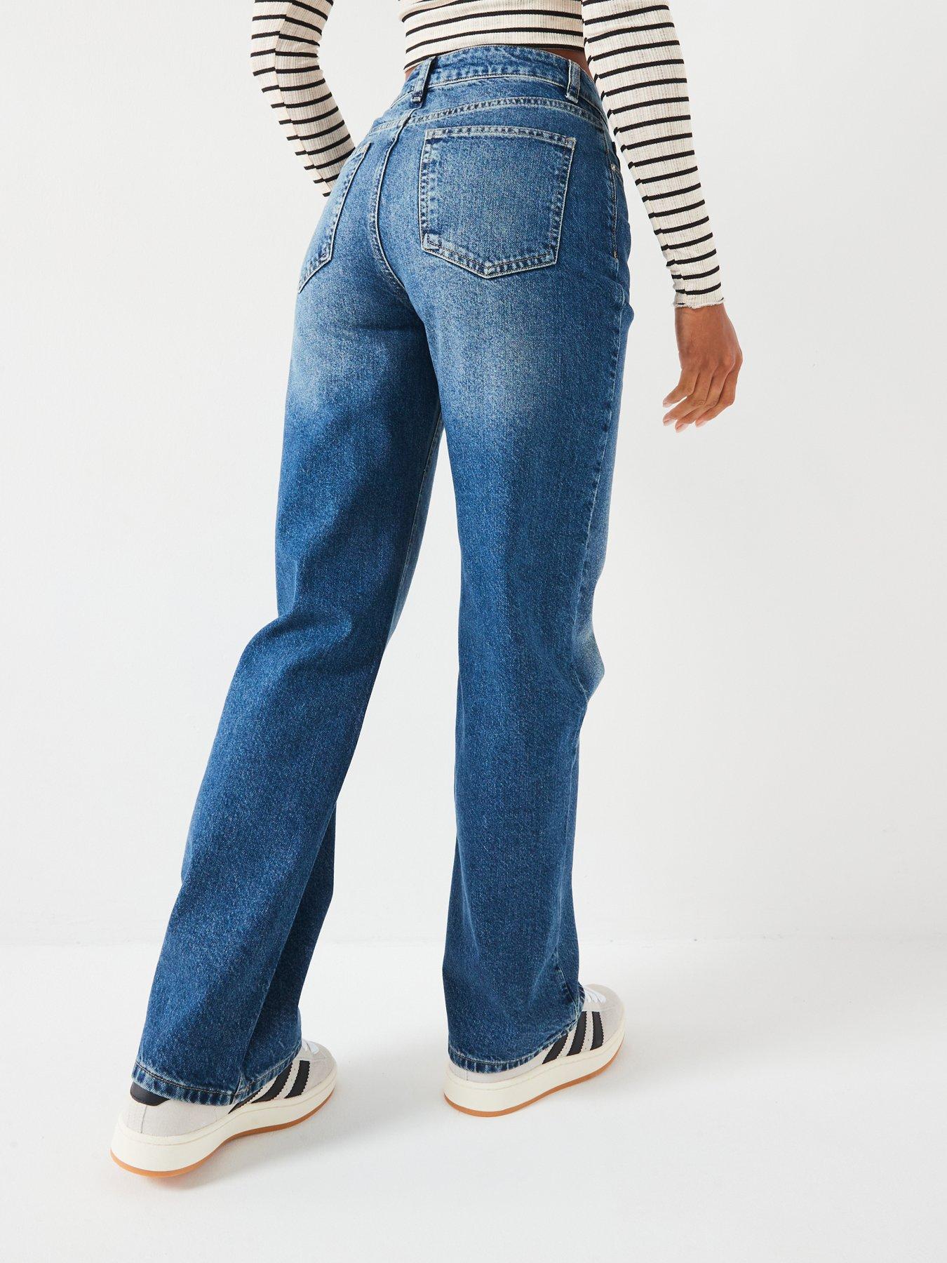  image of v-by-very-short-high-waist-wide-jeans-mid-wash