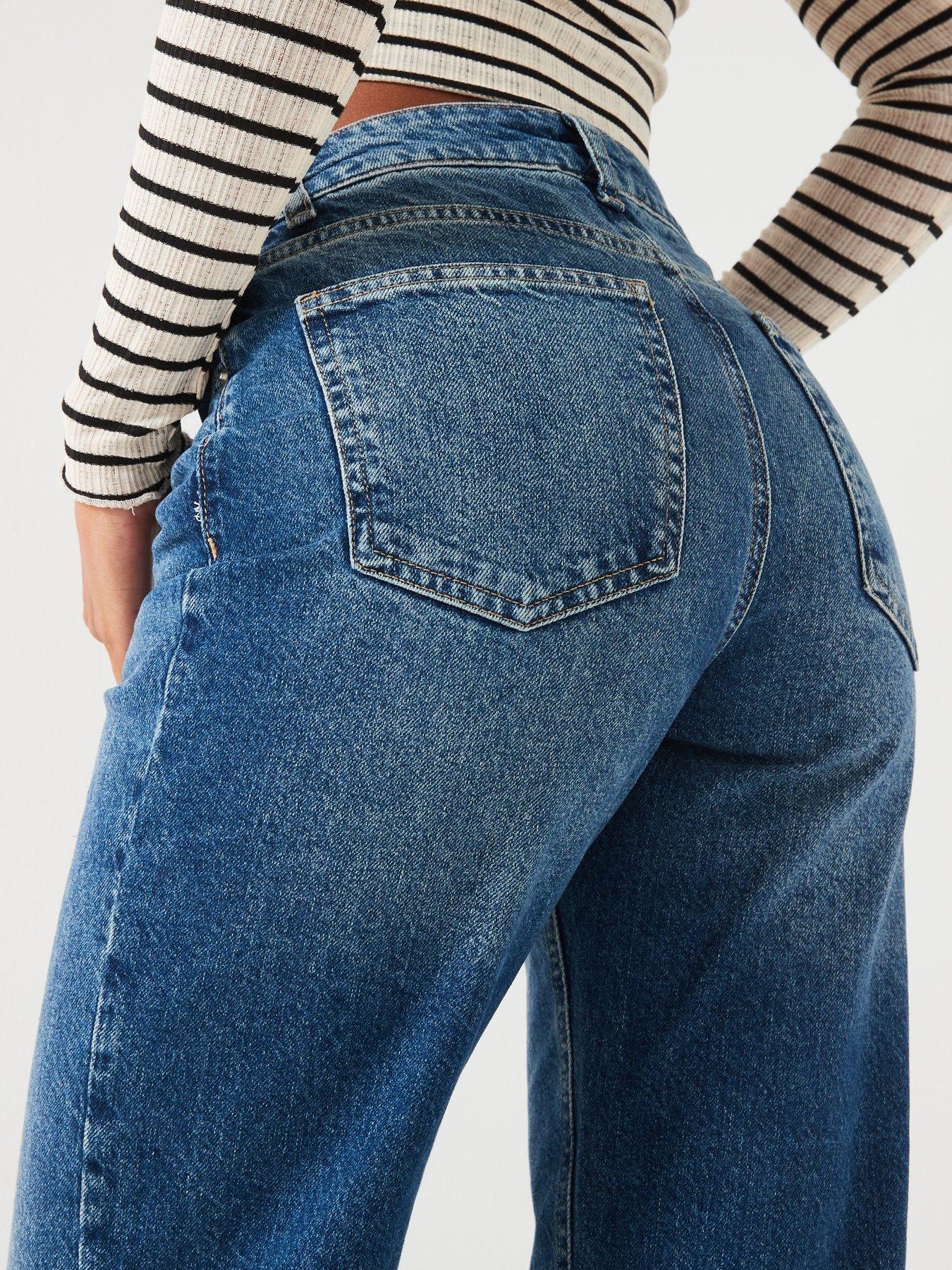  image of v-by-very-short-high-waist-wide-jeans-mid-wash